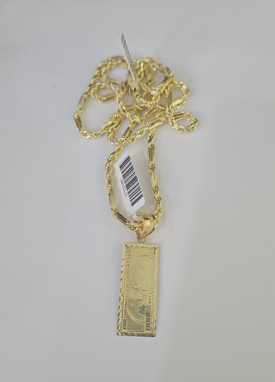 10k Milano Rope Chain 100 Dollar Charm Necklace SET 3mm 18" 20" 22" 24" - GoldenlinQ