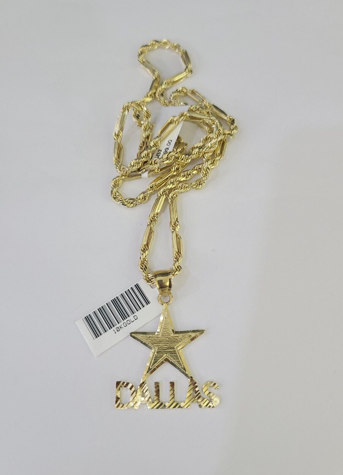 10k Milano Rope Chain Dallas Charm Necklace SET 3mm 18" 20" 22" 24" - GoldenlinQ