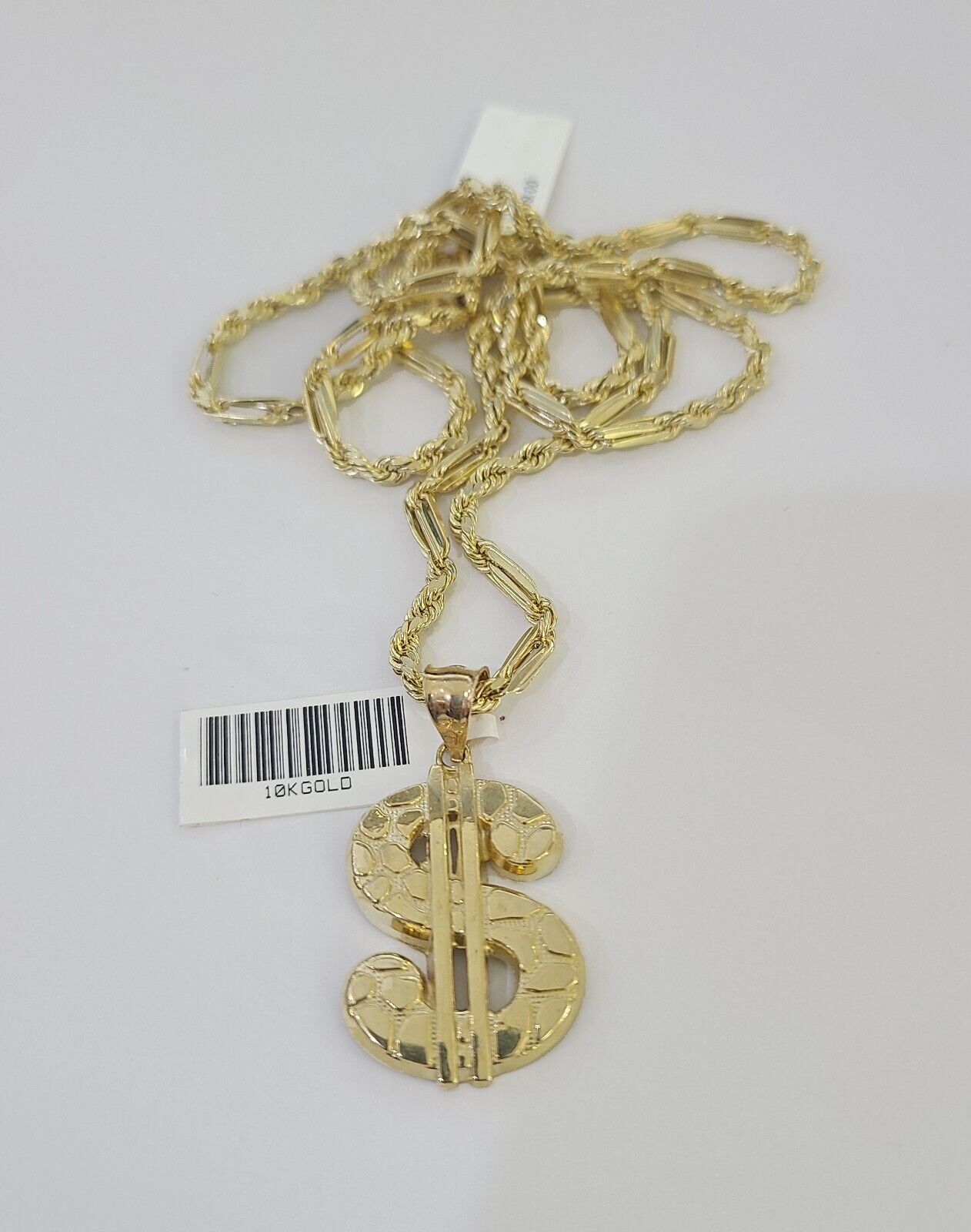 10k Milano Rope Chain Dollar Charm Necklace SET 3mm 18" 20" 22" 24" - GoldenlinQ