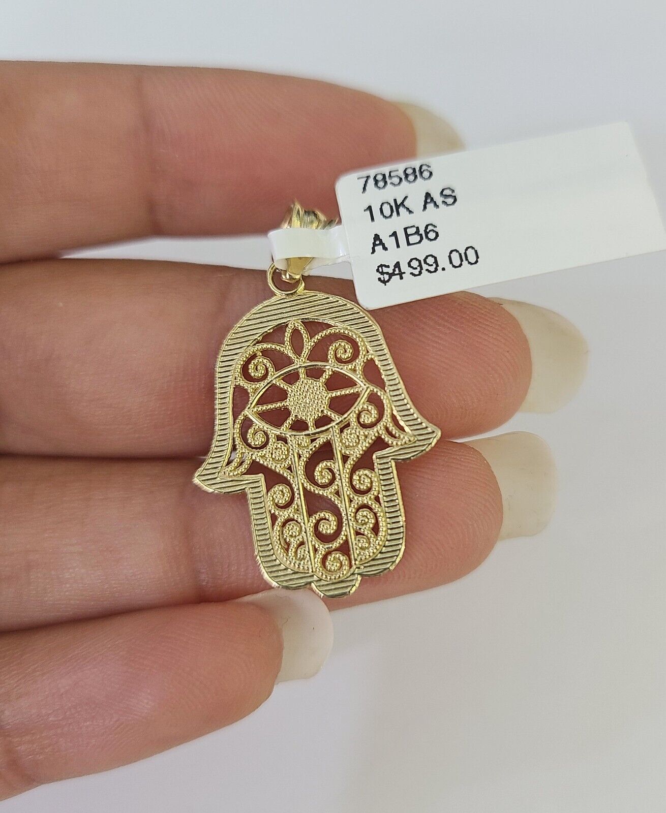 10k Milano Rope Chain Hamsa Hand Charm Necklace SET 3mm 18" 20" 22" 24" Pendant - GoldenlinQ