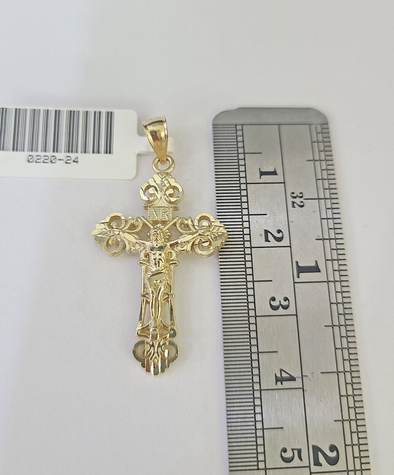 10k Milano Rope Chain INRI Cross Charm Necklace SET 3mm 18" 20" 22" 24" Pendant - GoldenlinQ