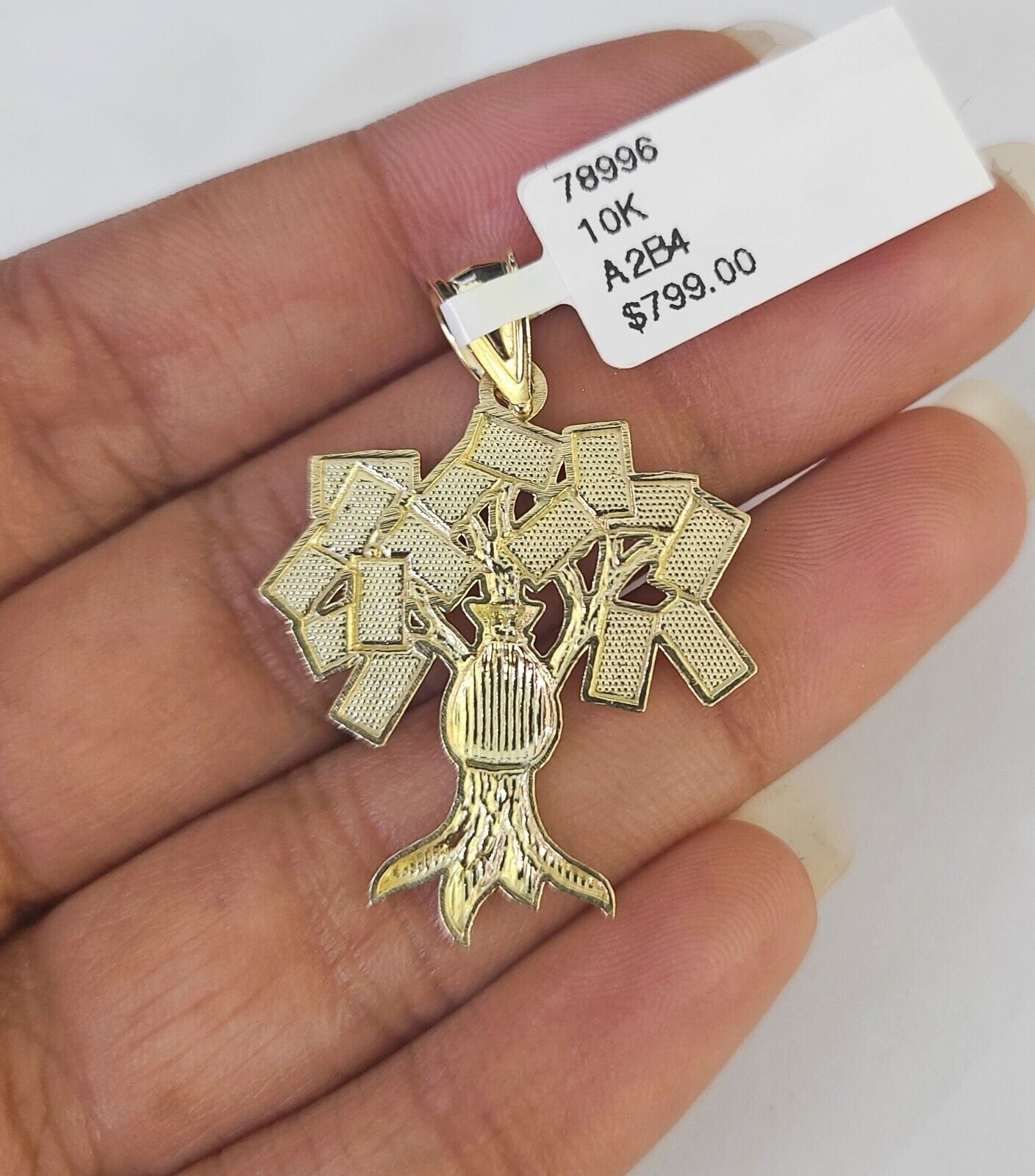 10k Milano Rope Chain Money Tree Charm Necklace SET 3mm 18" 20" 22" 24" - GoldenlinQ