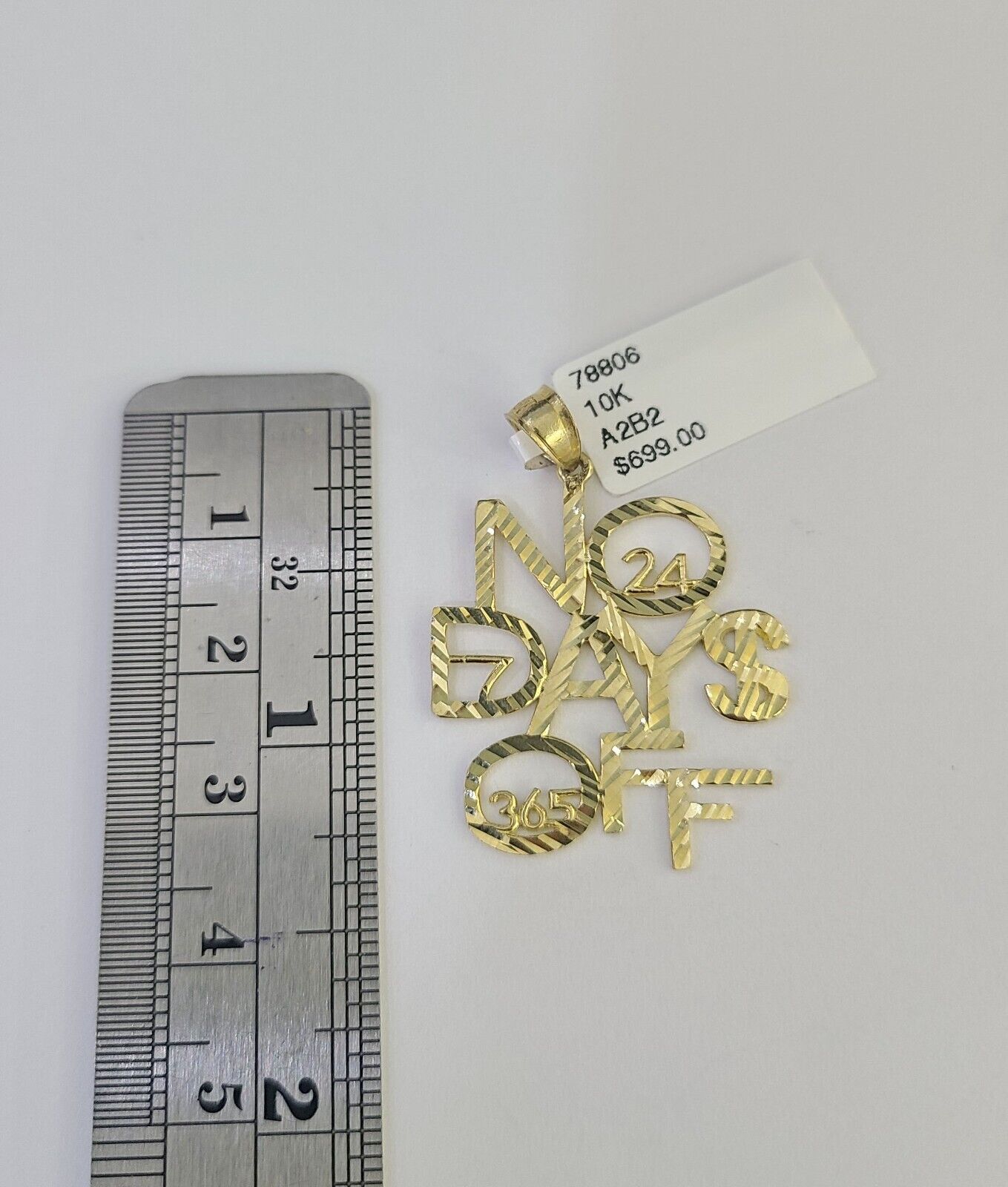 10k Milano Rope Chain No Days Off Charm Pendent Necklace SET 3mm 18" 20" 22" 24" - GoldenlinQ