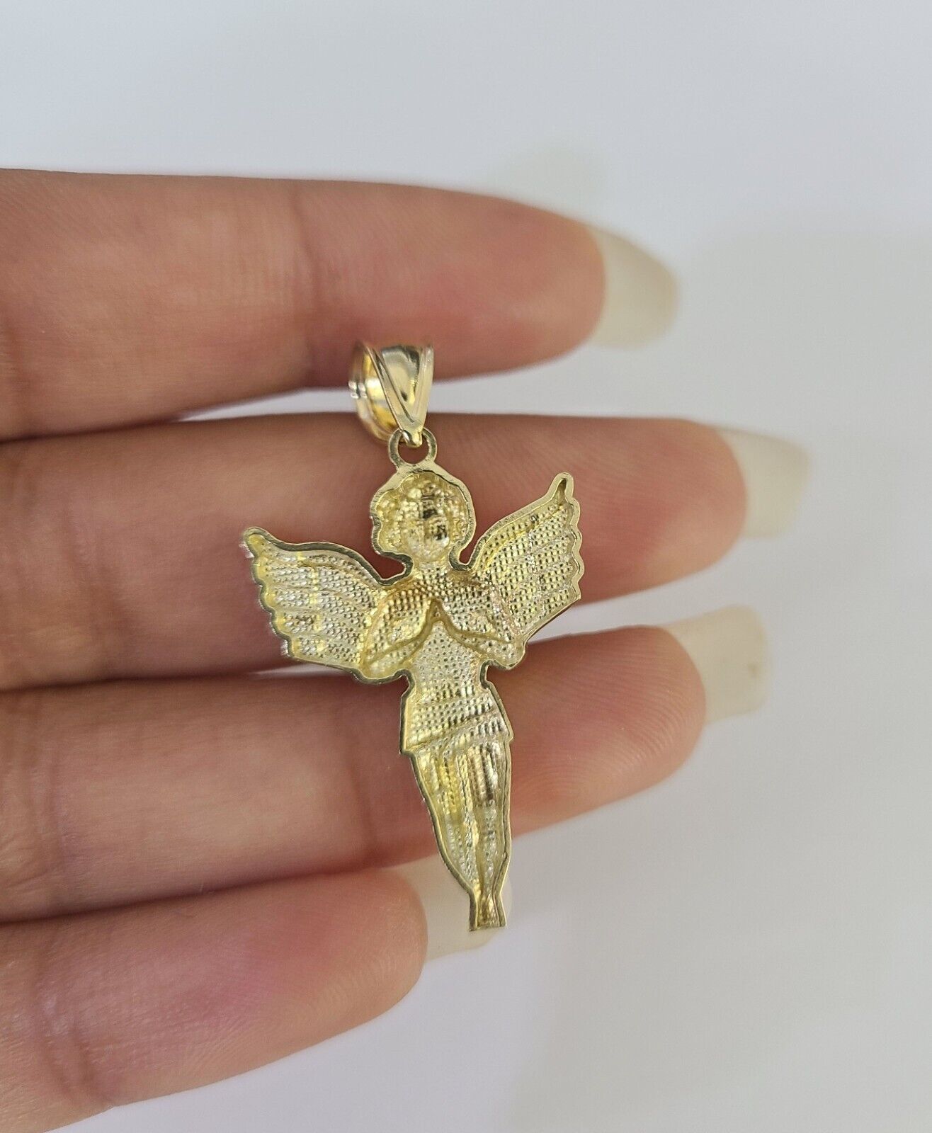 10k Milano Rope Chain Praying Angel Charm Necklace SET 3mm 18" - 26" Pendant - GoldenlinQ