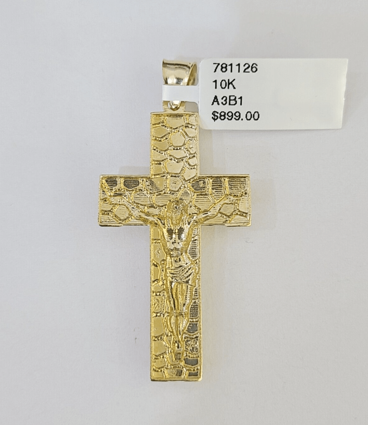 10k Nugget Cross Charm Miami Cuban Chain 4mm 22 inch SET Yellow Gold - GoldenlinQ