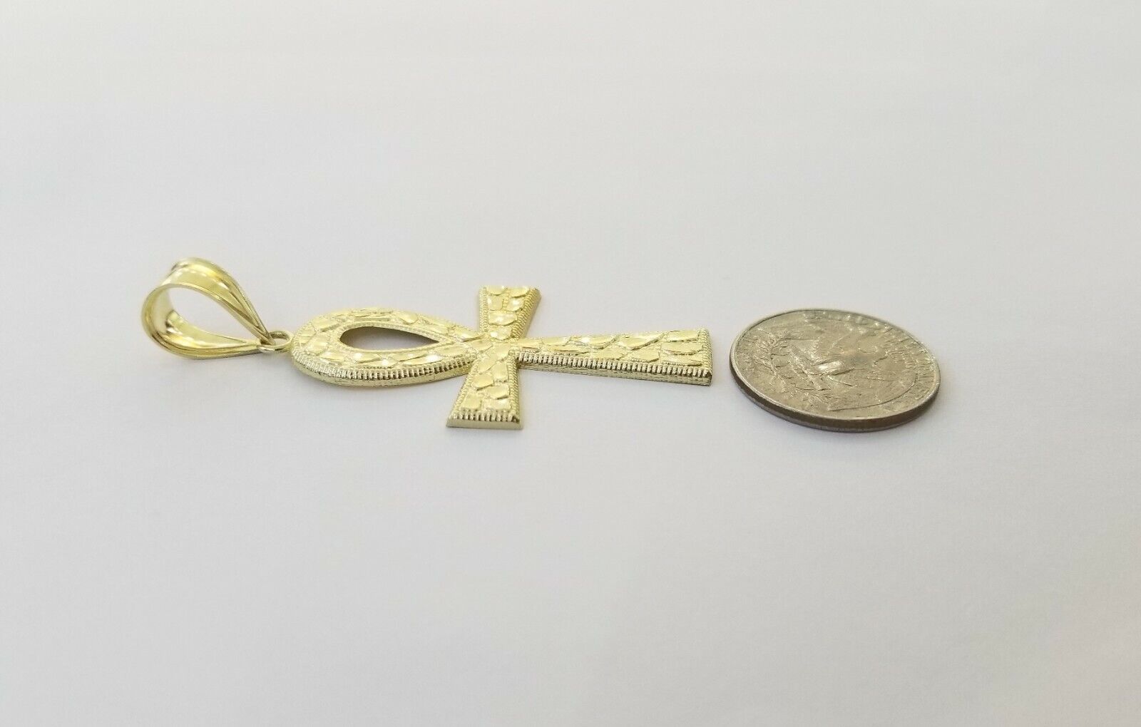 10k Nugget Style Yellow Gold Cross Pendant Real 10kt Mens Jesus Cross Pendant - GoldenlinQ