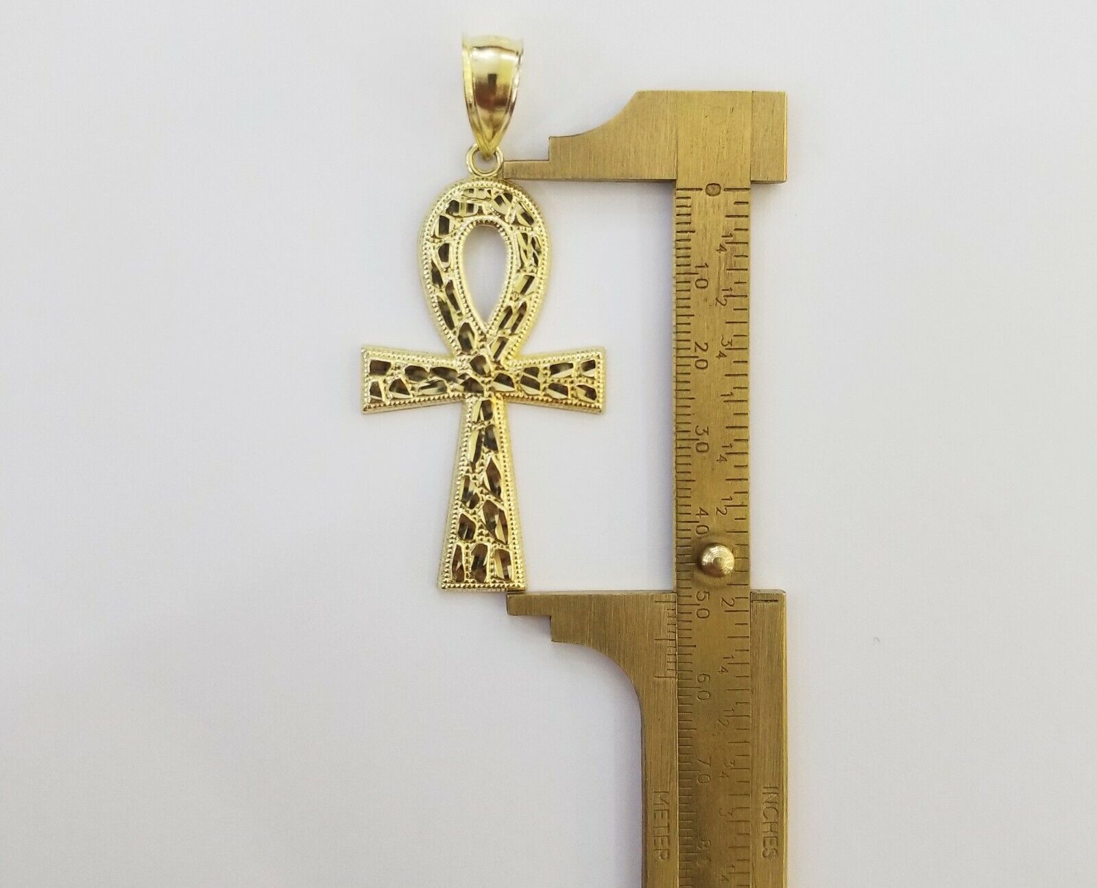 10k Nugget Style Yellow Gold Cross Pendant Real 10kt Mens Jesus Cross Pendant - GoldenlinQ