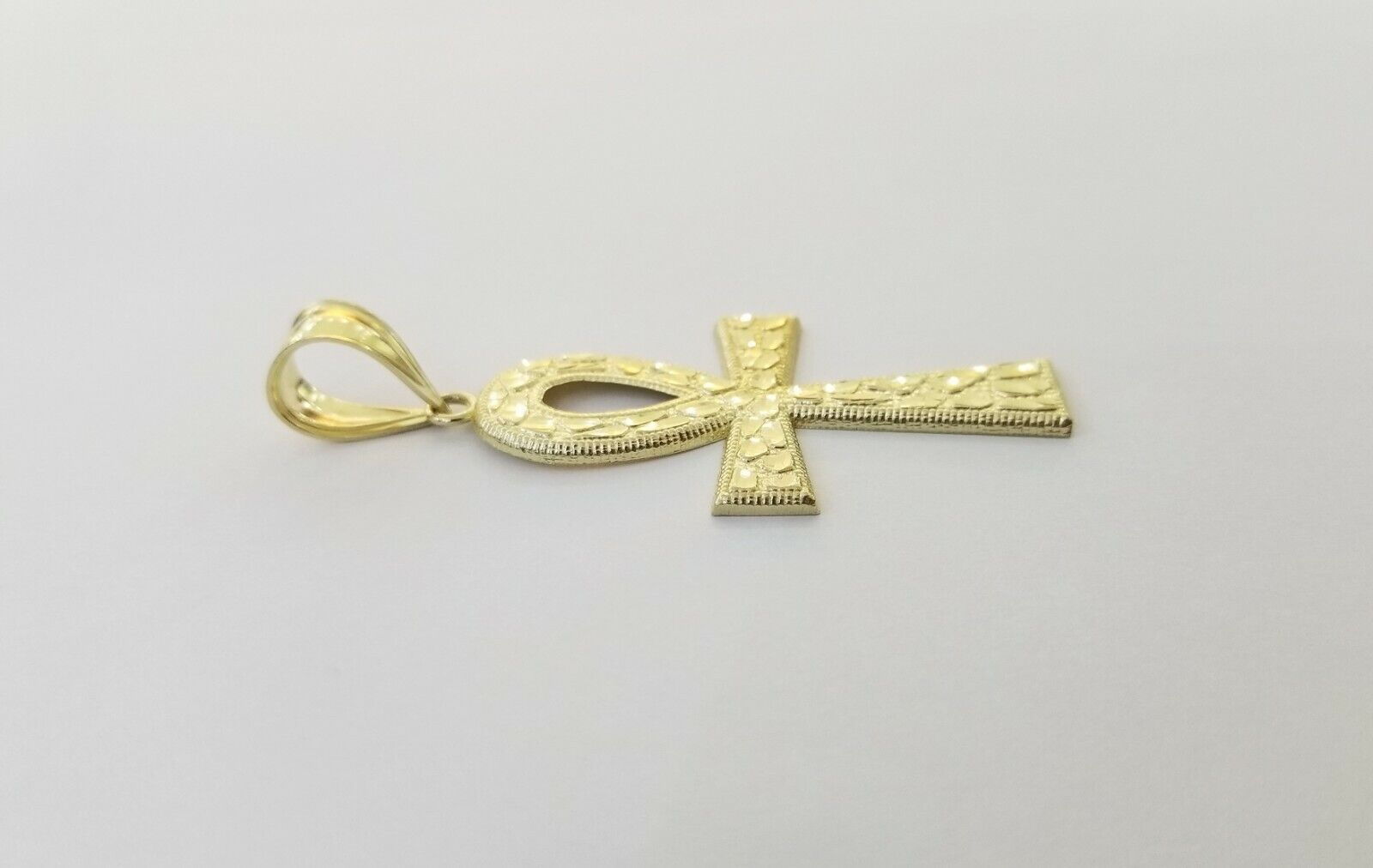 10k Nugget Style Yellow Gold Cross Pendant Real 10kt Mens Jesus Cross Pendant - GoldenlinQ