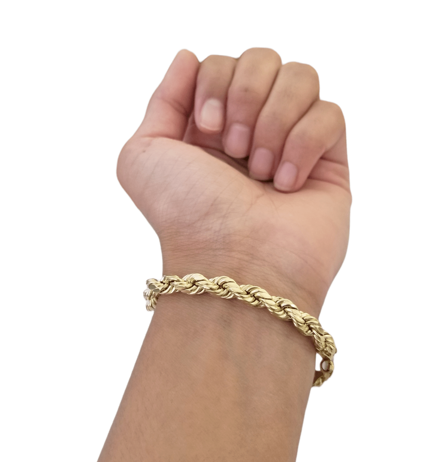 10K Real Gold Bracelet 9" Inch Rope Chain 5mm Lobster Lock Yellow Gold - GoldenlinQ