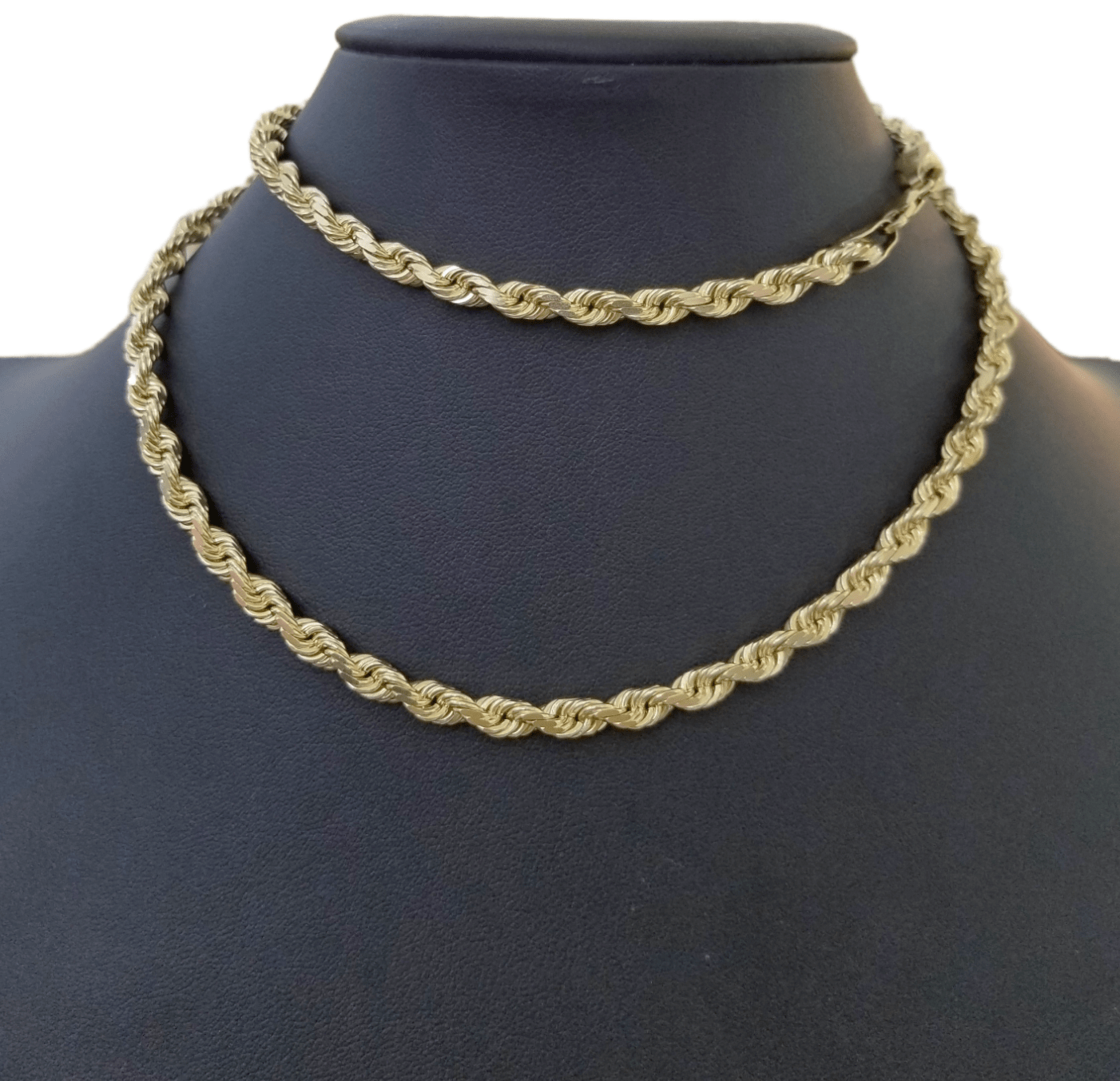 10k Real Gold Chain Solid Rope Necklace 7mm 20 Inch On Sale Free Shipping - GoldenlinQ