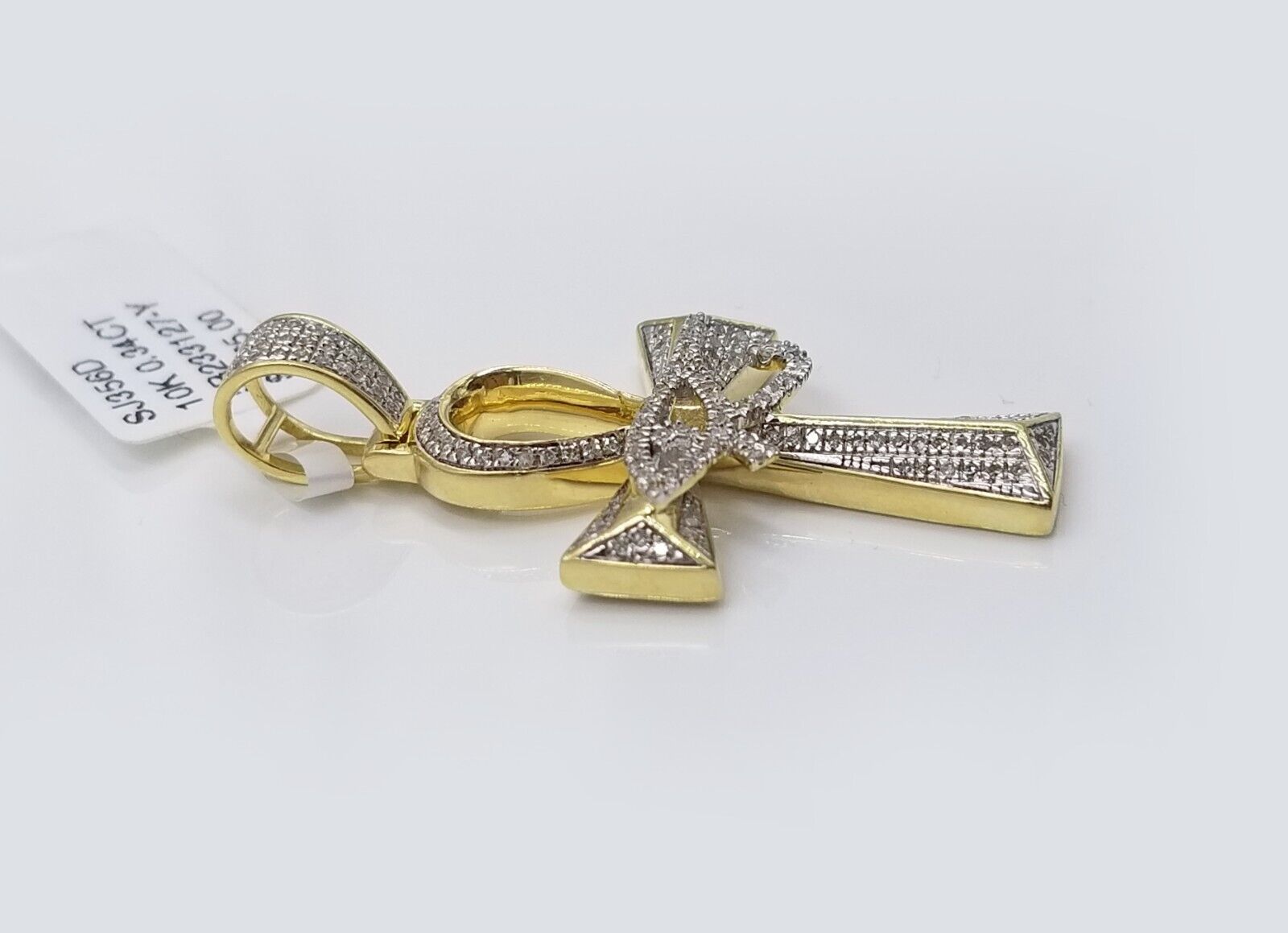 10k Real Gold Cross Evil Eye Pendant Genuine Diamonds Charm 10KT - GoldenlinQ