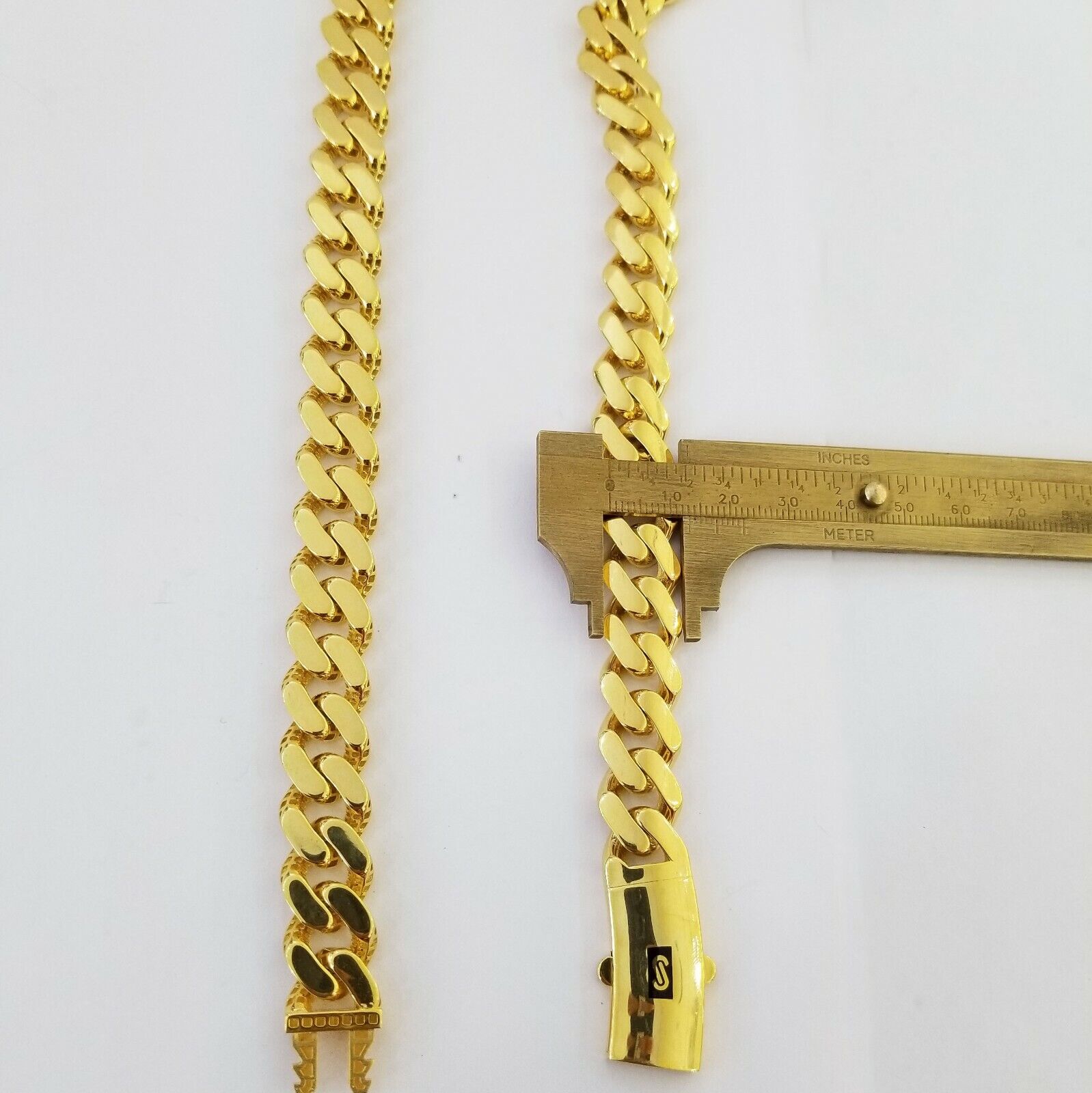 10k Real Gold Miami Cuban Link Chain Monaco 24 inch 13mm Real THICK necklace Men - GoldenlinQ