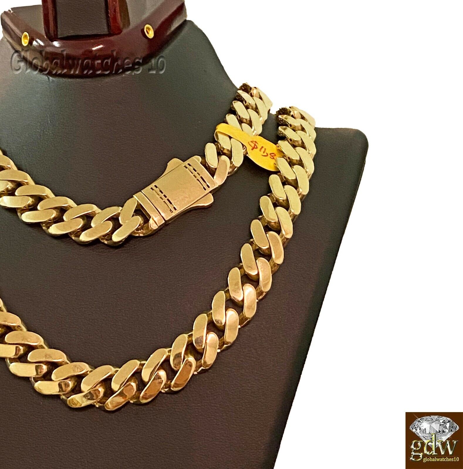 10k Real Gold Miami Cuban Royal Monaco Link Chain 26 inch 15mm Thick On Sale - GoldenlinQ