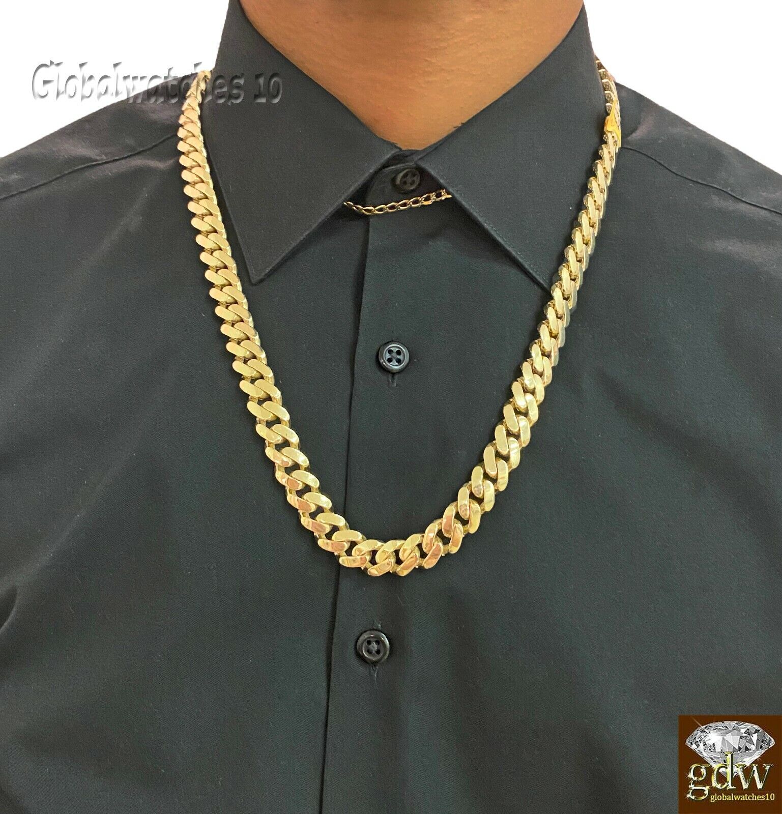 10k Real Gold Miami Cuban Royal Monaco Link Chain 26 inch 15mm Thick On Sale - GoldenlinQ