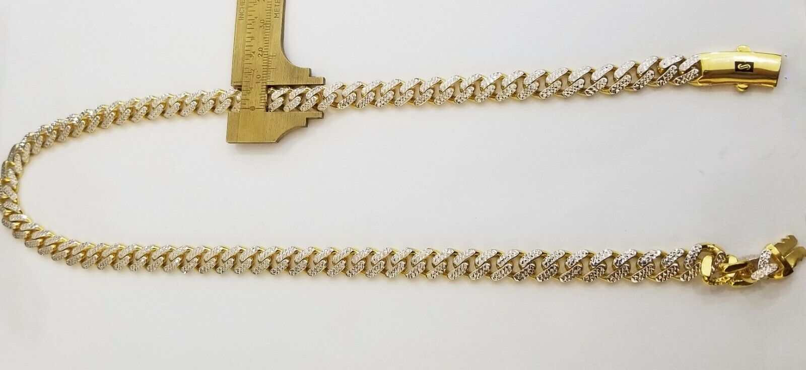 10k Real Gold Monaco Link Chain 22" diamond cut Men women necklace 10kt - GoldenlinQ