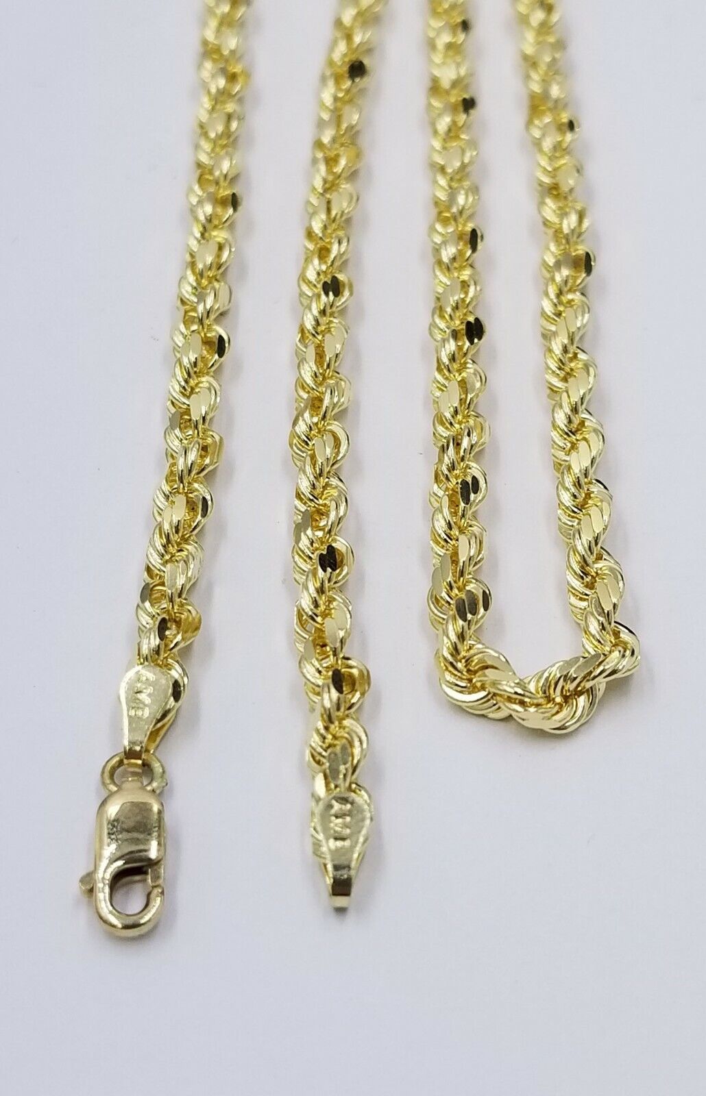 10k Real Gold Rope Chain For Men SOLID 5mm 24 Inch Diamond Cut On Sale - GoldenlinQ