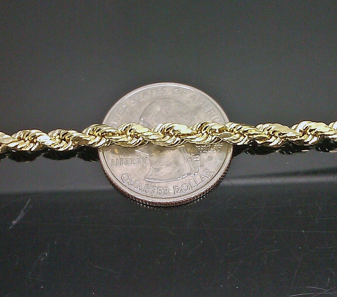 10k Real Gold Rope Chain For Men SOLID Diamond Cut 4mm 20 Inch Free Shipping - GoldenlinQ
