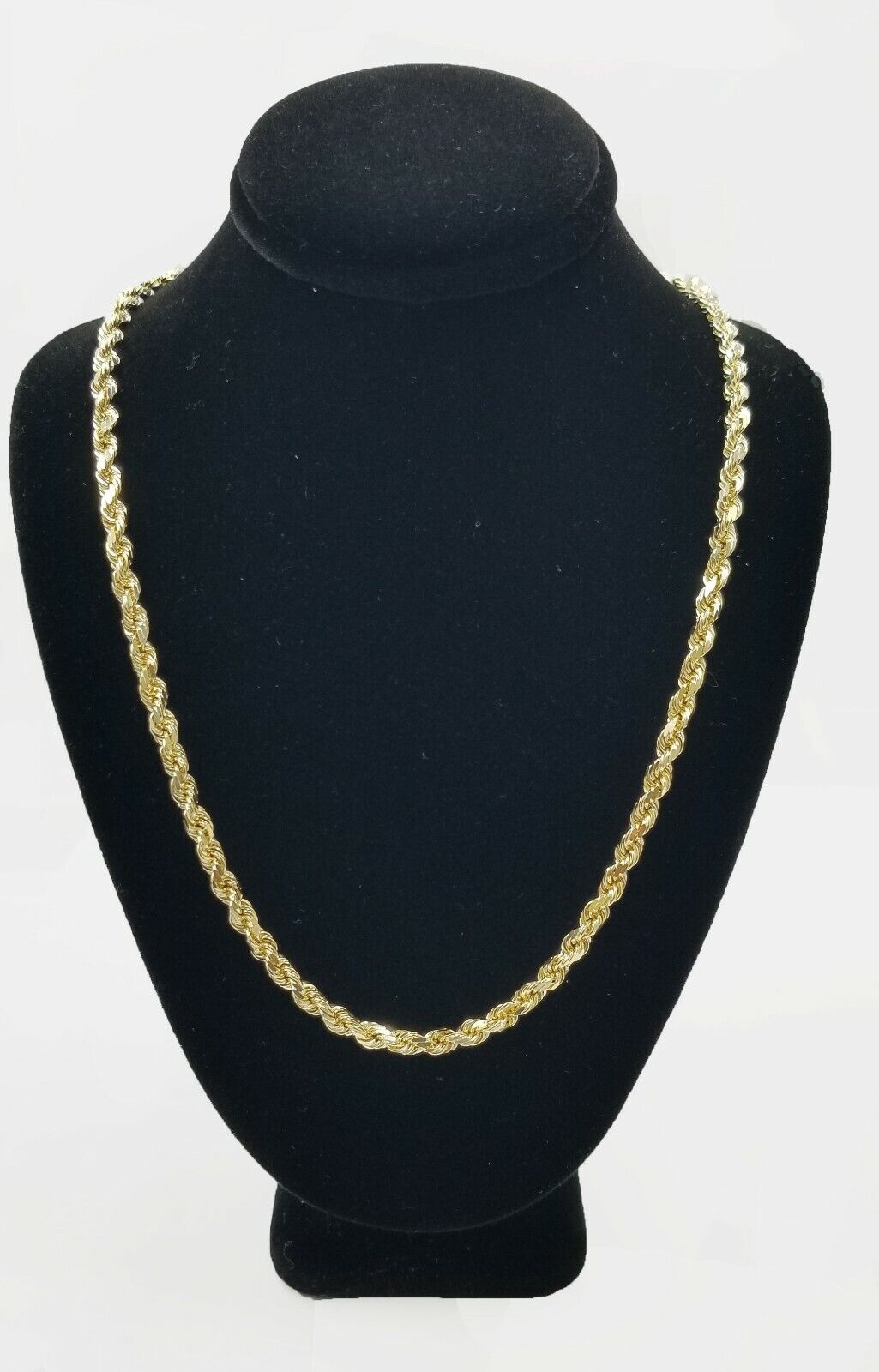 10k Real Gold Rope Chain For Men SOLID Diamond Cut 4mm 20 Inch Free Shipping - GoldenlinQ