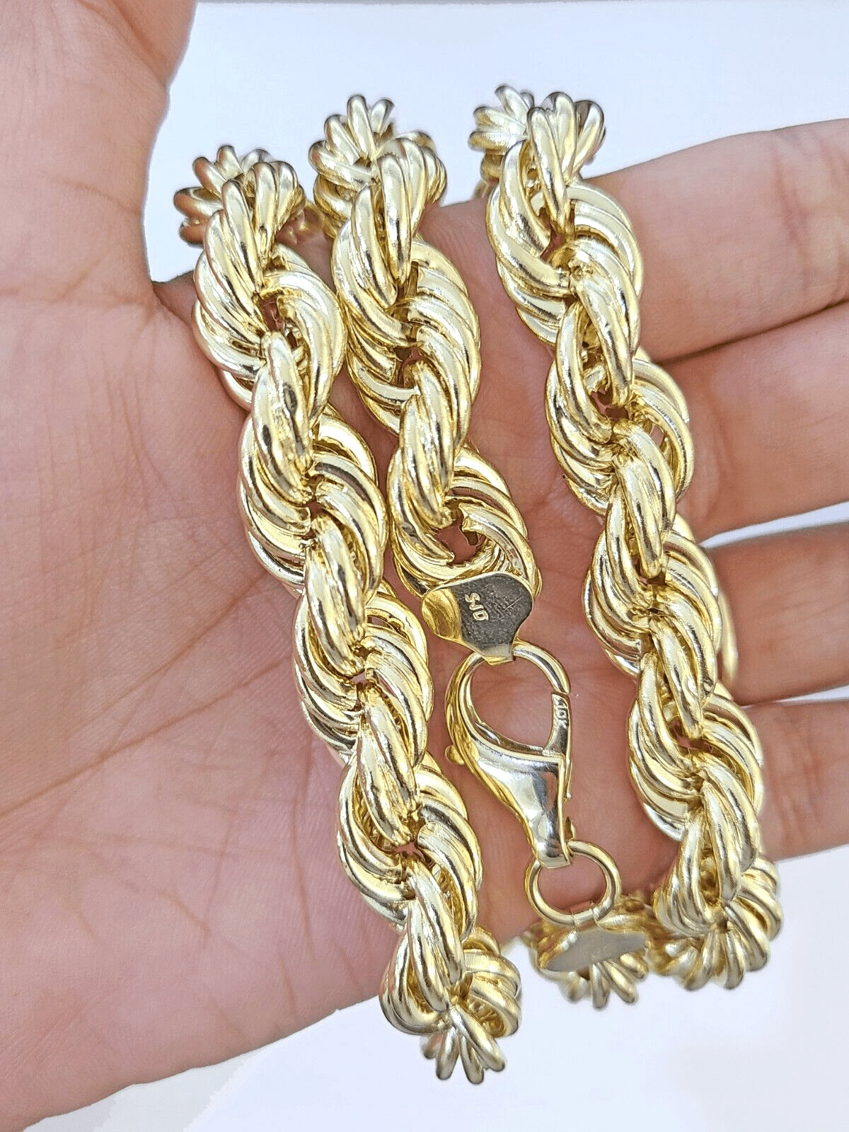 10k Real Gold Rope Chain Thick 12mm Men Chain 26 Inches Genuine - GoldenlinQ