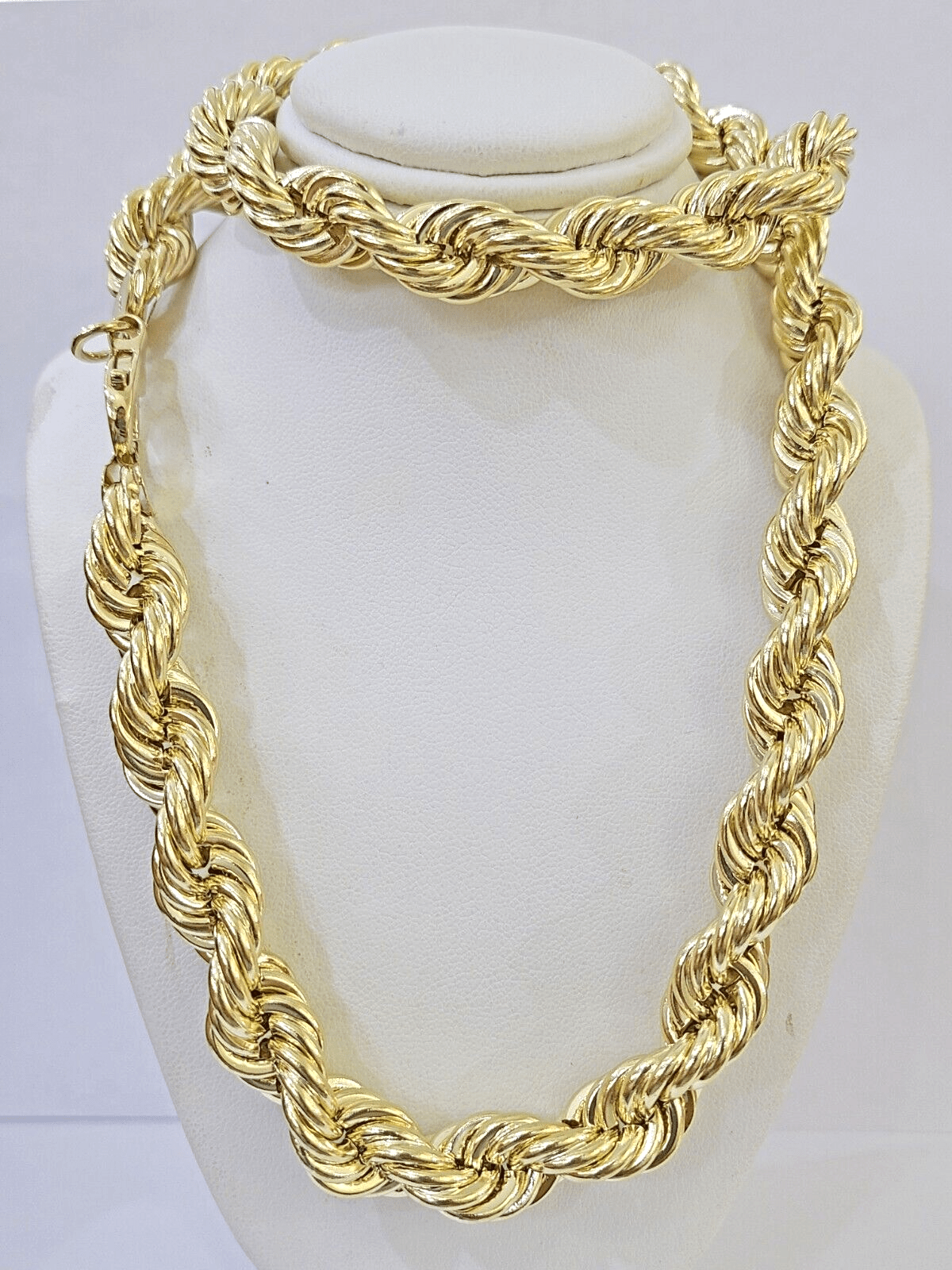 10k Real Gold Rope Chain Thick 12mm Men Chain 26 Inches Genuine - GoldenlinQ