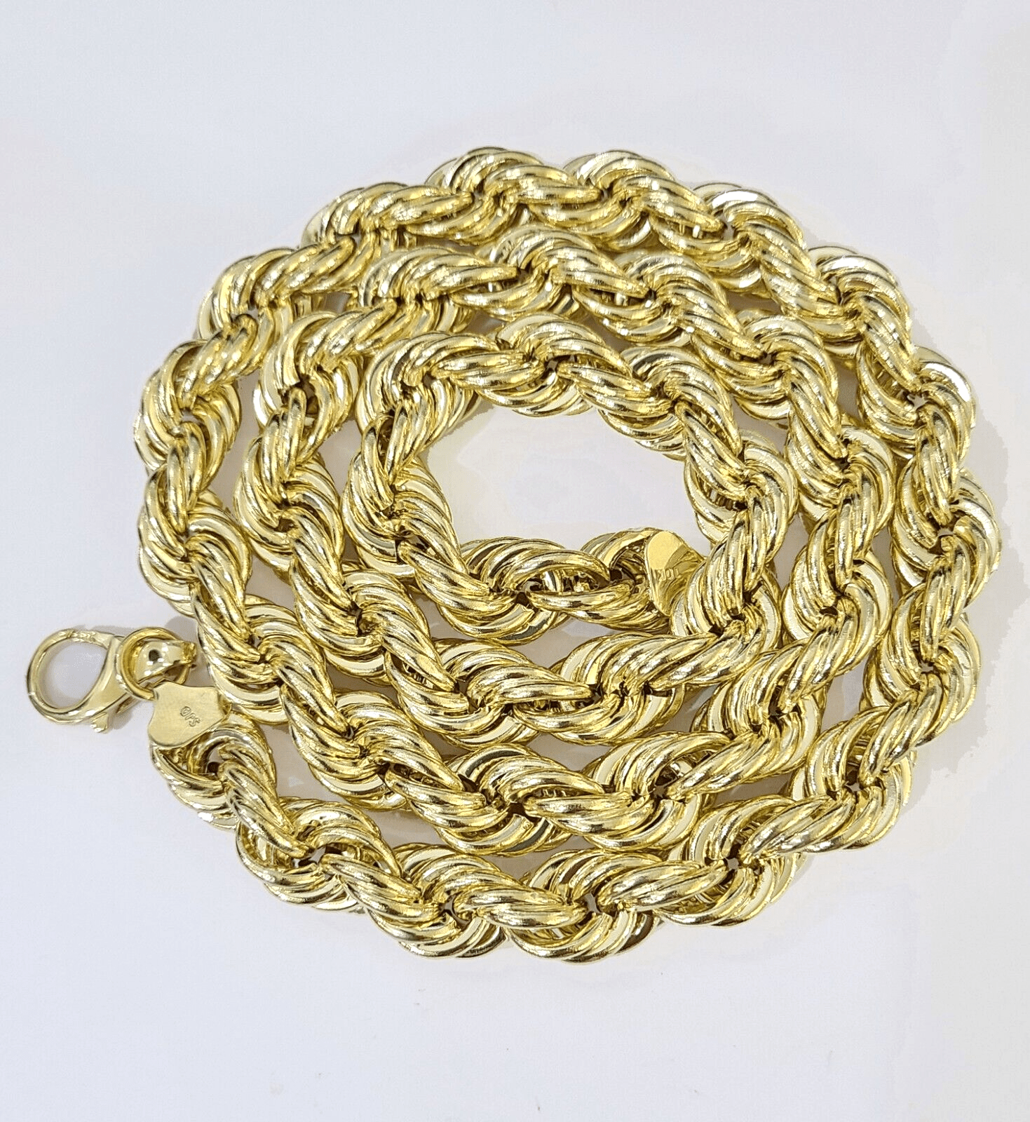 10k Real Gold Rope Chain Thick 12mm Men Chain 26 Inches Genuine - GoldenlinQ