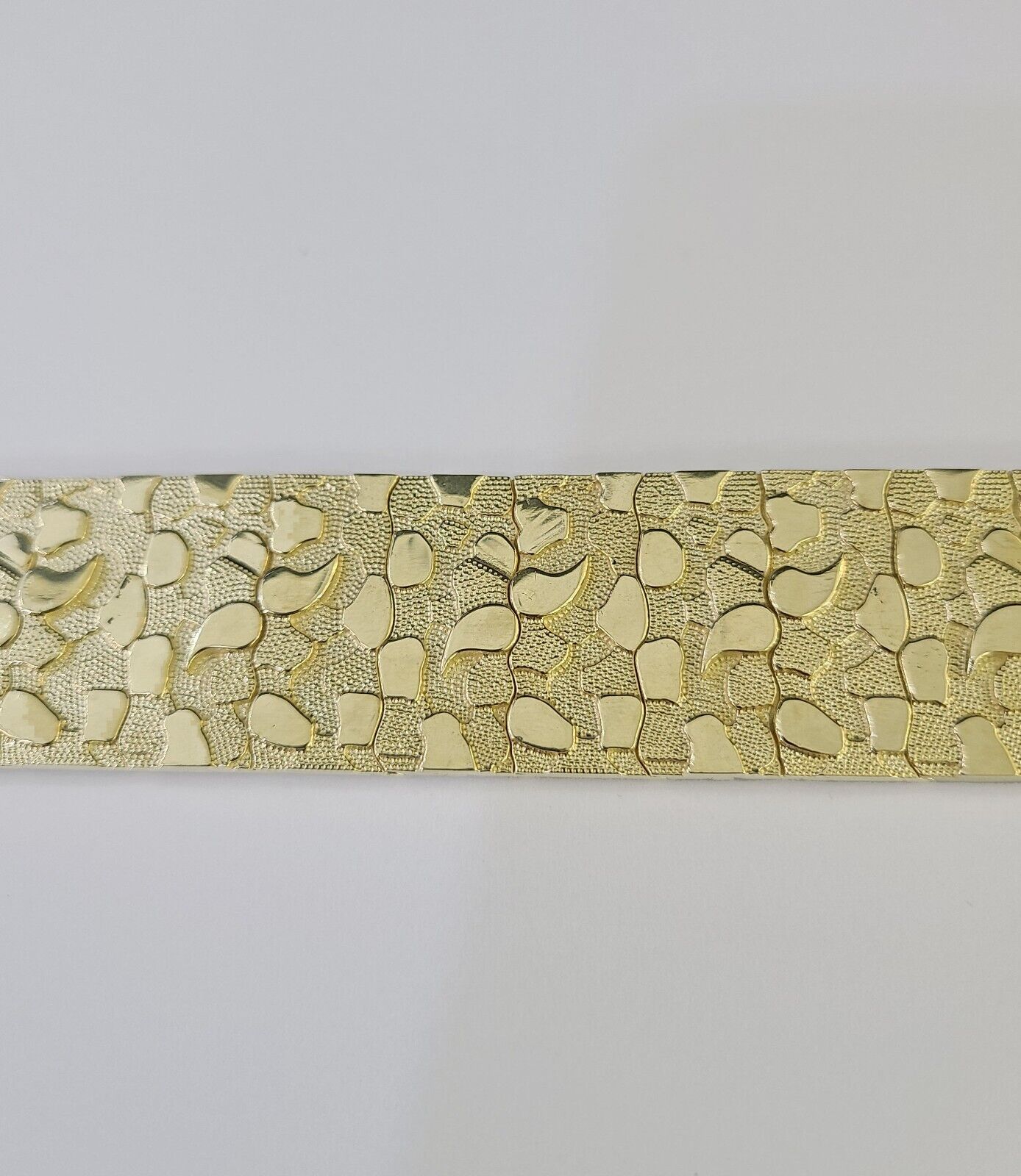 10K REAL Nugget Bracelet Yellow Gold 9"Inch 23mm Men Hand Gold 10kt - GoldenlinQ