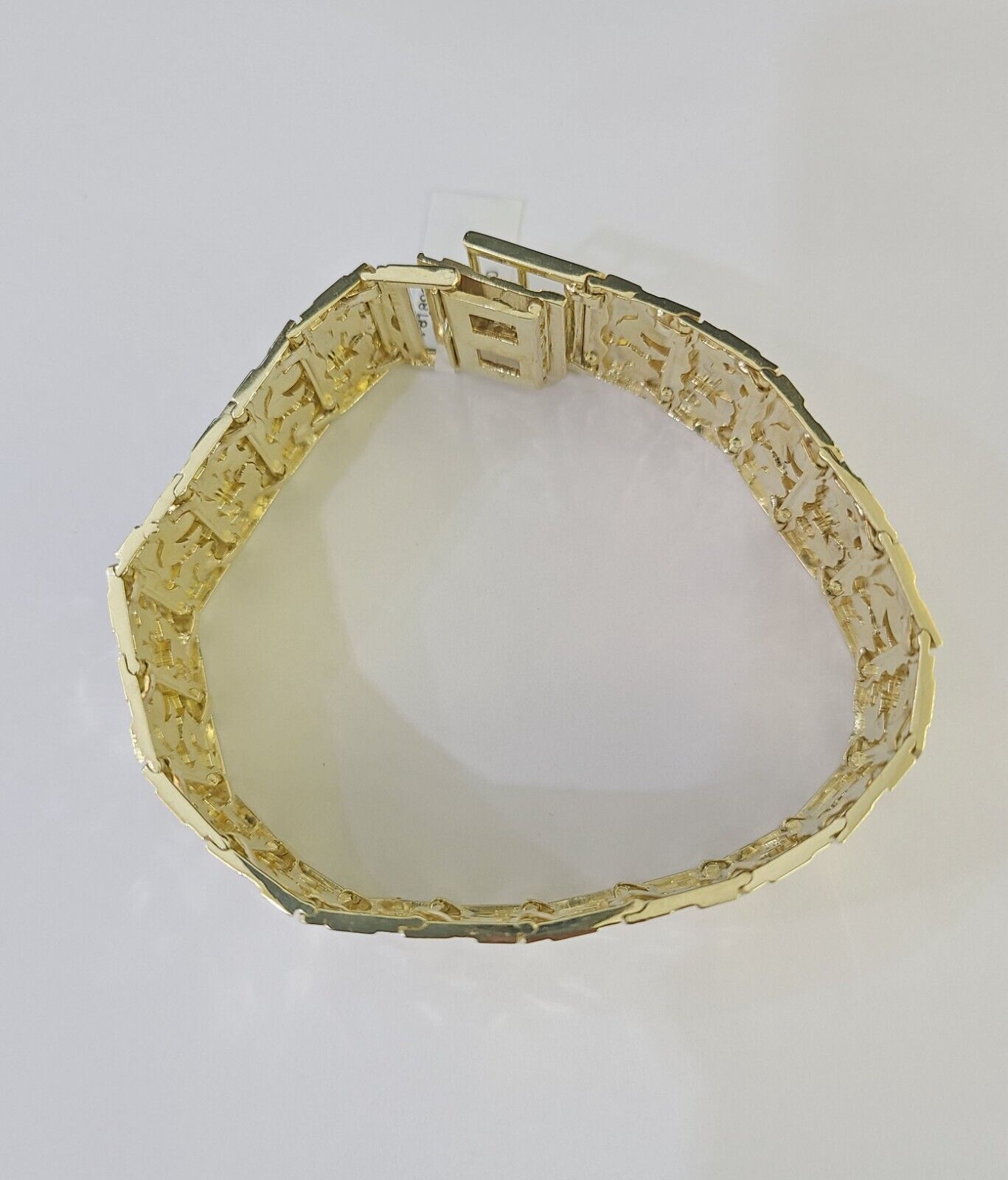 10K REAL Nugget Bracelet Yellow Gold 9"Inch 23mm Men Hand Gold 10kt - GoldenlinQ