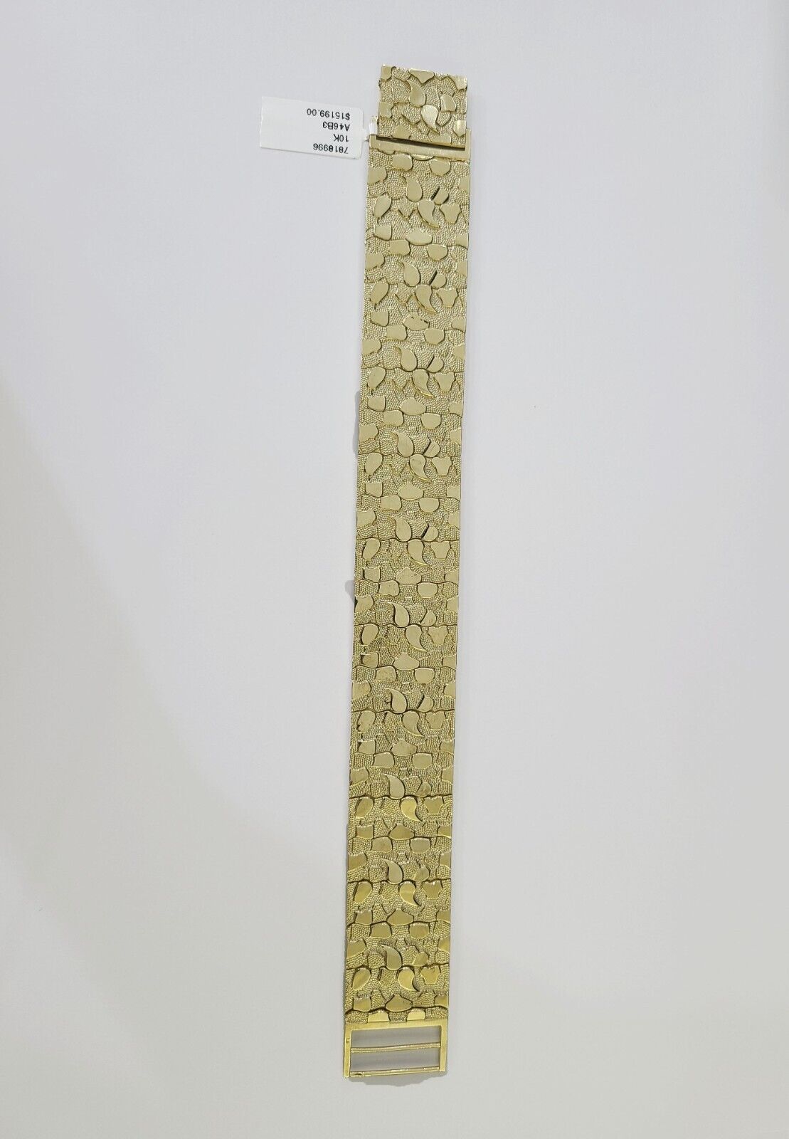 10K REAL Nugget Bracelet Yellow Gold 9"Inch 23mm Men Hand Gold 10kt - GoldenlinQ