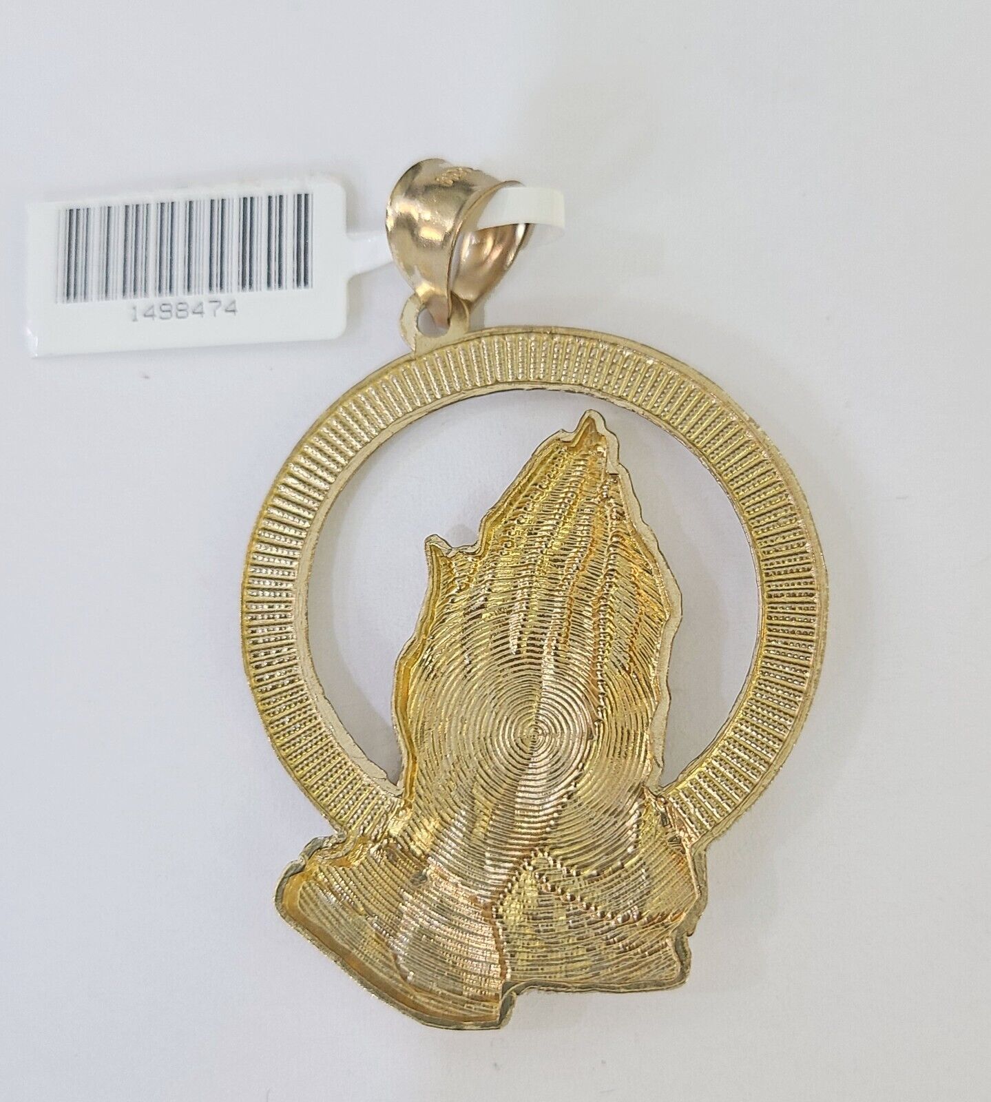 10K Real Praying Hands Charm Pendant Yellow Gold 2" Genuine - GoldenlinQ