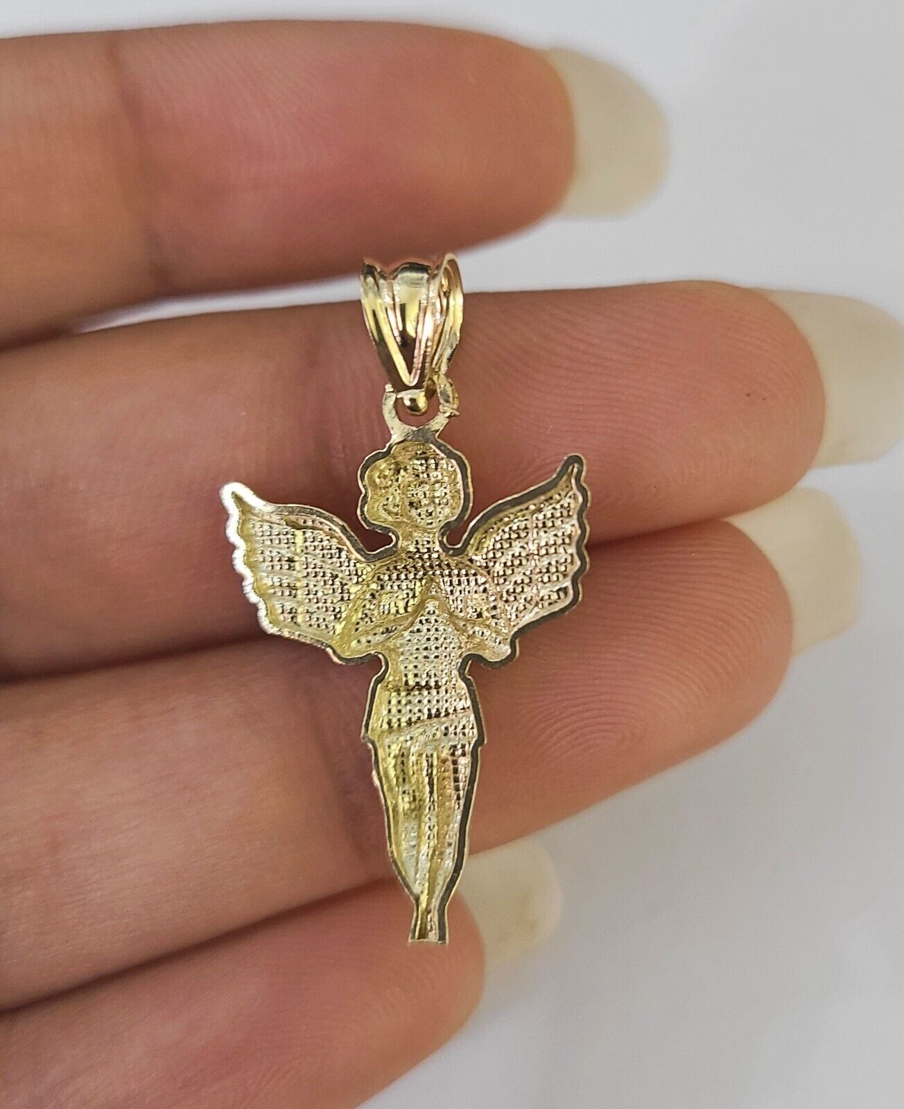 10K Real Praying Hands Charm Pendant Yellow Gold Genuine - GoldenlinQ