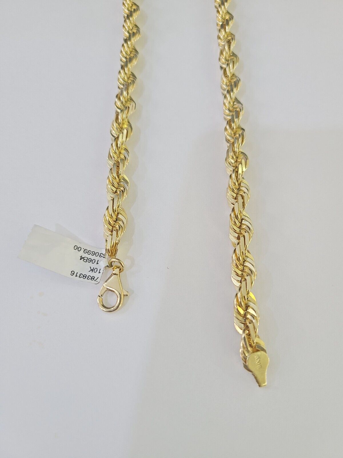 10K Real Solid Yellow Gold Rope Chain Necklace 7mm Length 18" 20" 22" 24" 26" 28 - GoldenlinQ