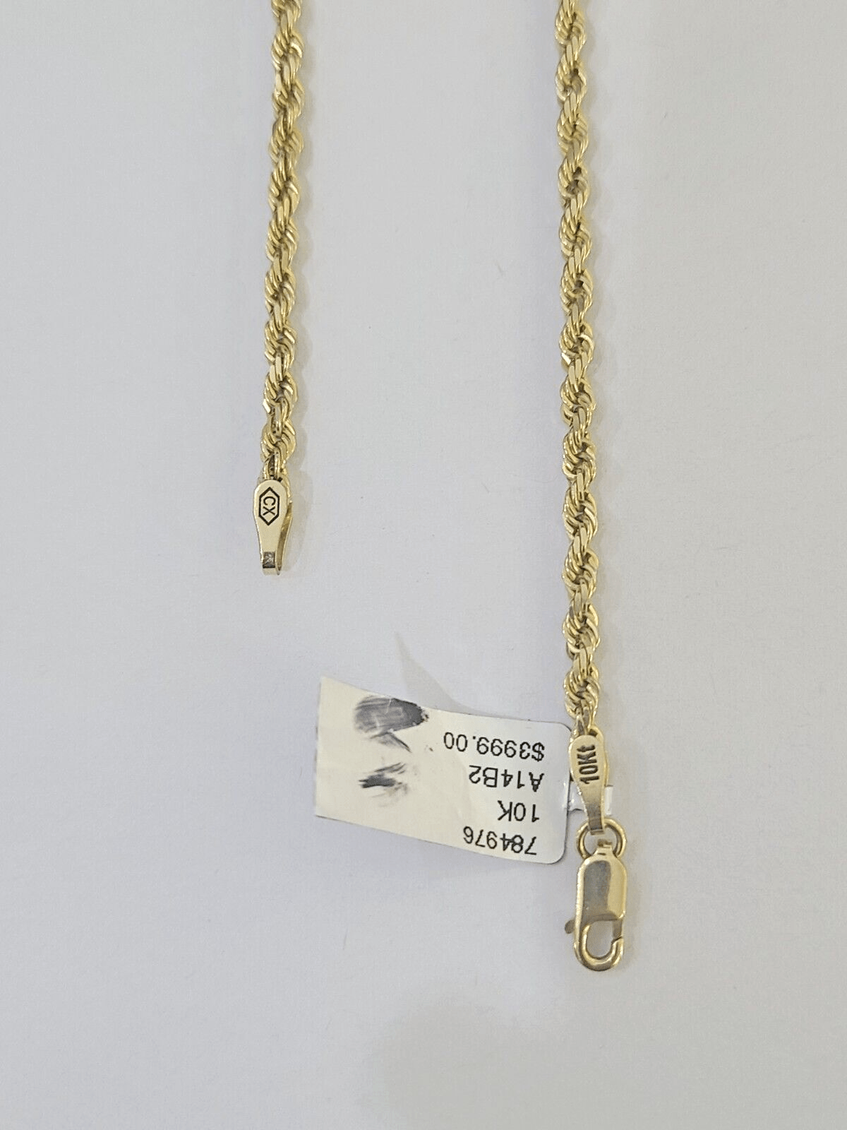 10k Real Solid Yellow Gold Rope Chain Women Men Diamond Cut 3mm 22 Inches - GoldenlinQ