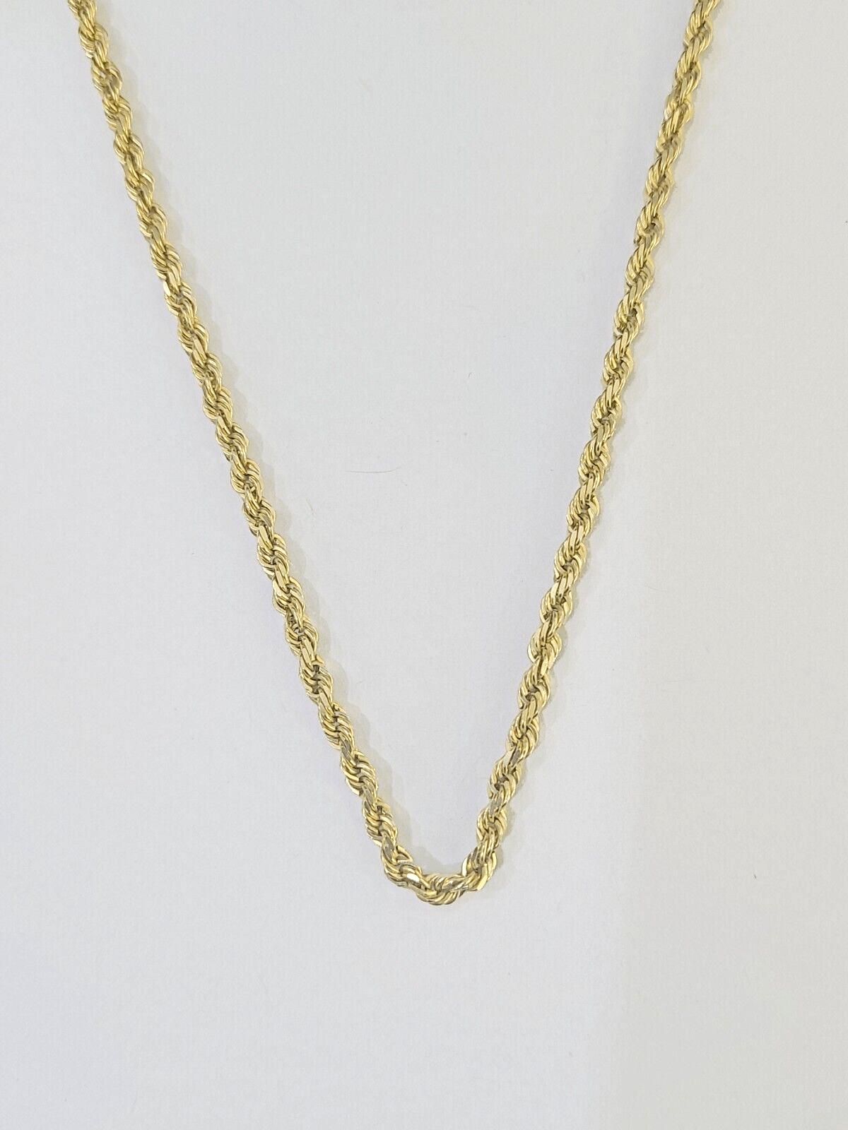 10k Real Solid Yellow Gold Rope Chain Women Men Diamond Cut 3mm 22 Inches - GoldenlinQ
