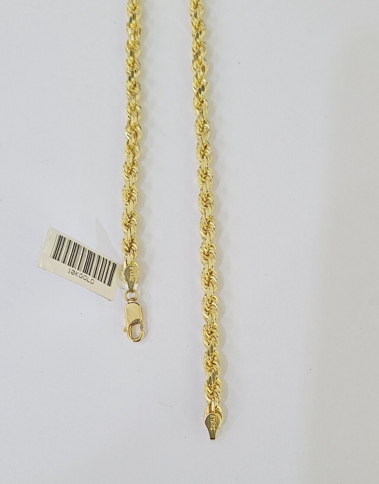 10k Real Solid Yellow Gold Rope Chain Women Men Diamond Cut 4mm 20 Inches - GoldenlinQ