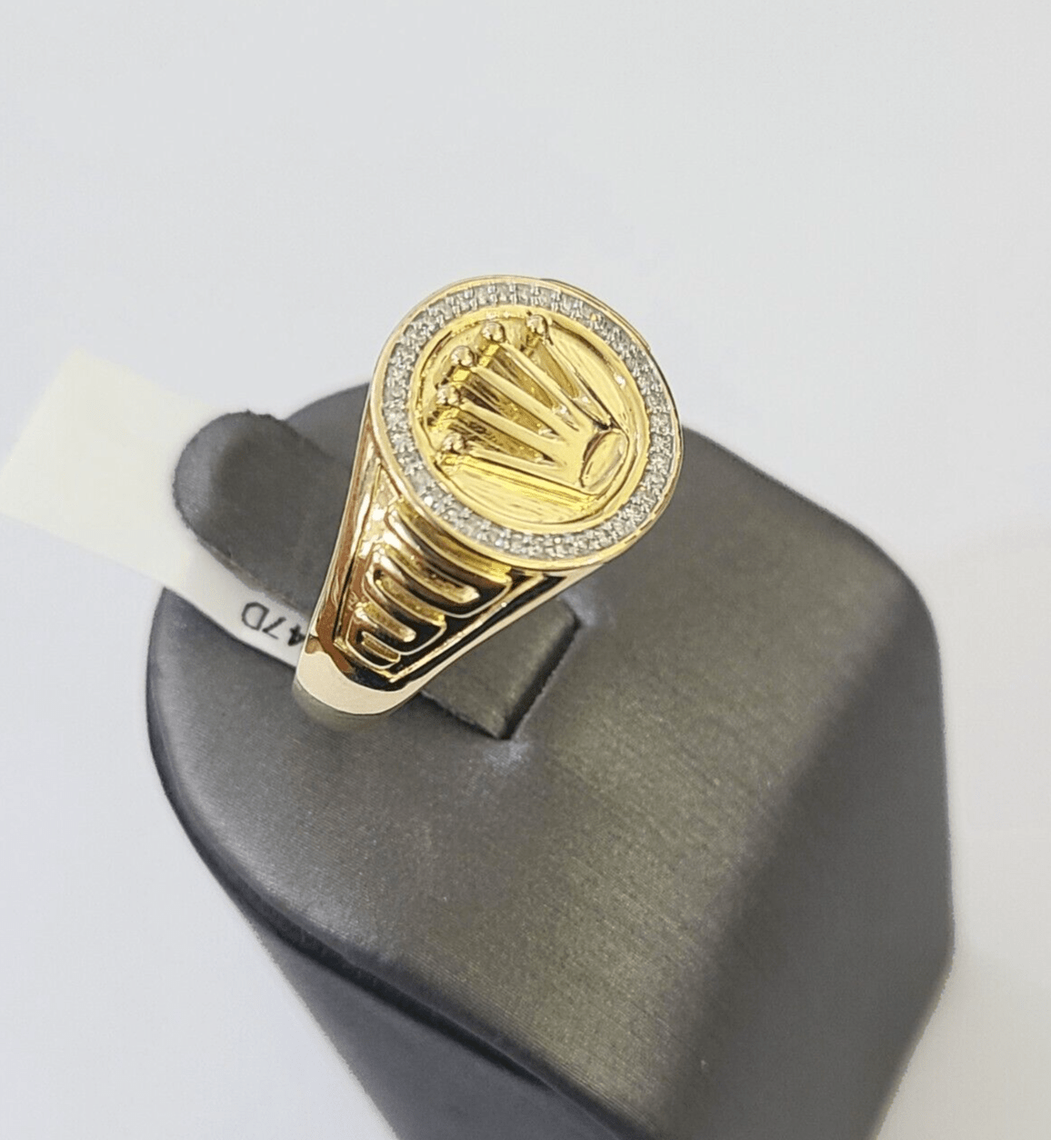 10k Real yellow Gold Diamond Crown Ring men casual Circular ring - GoldenlinQ