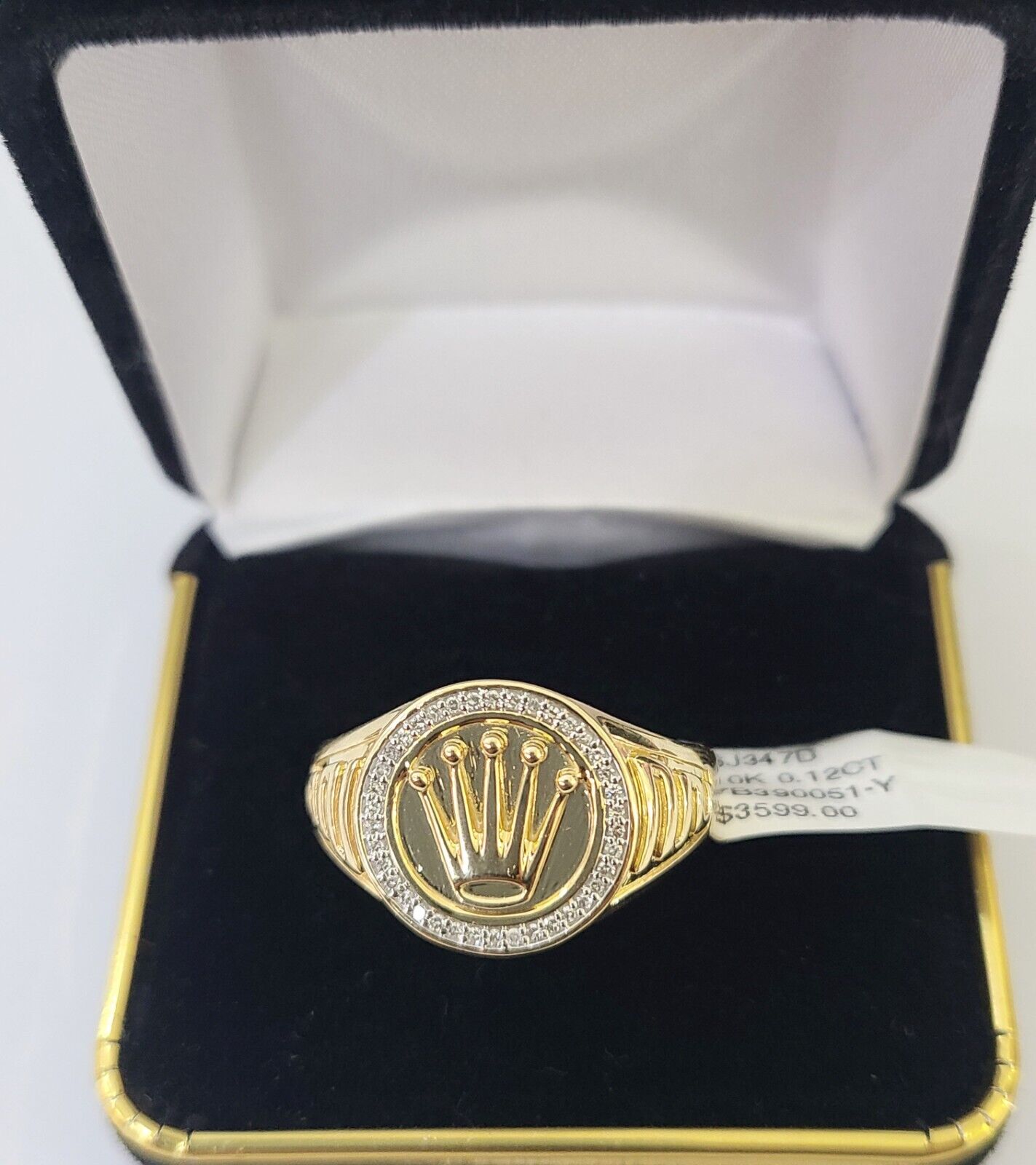 10k Real yellow Gold Diamond Crown Ring men casual Circular ring - GoldenlinQ