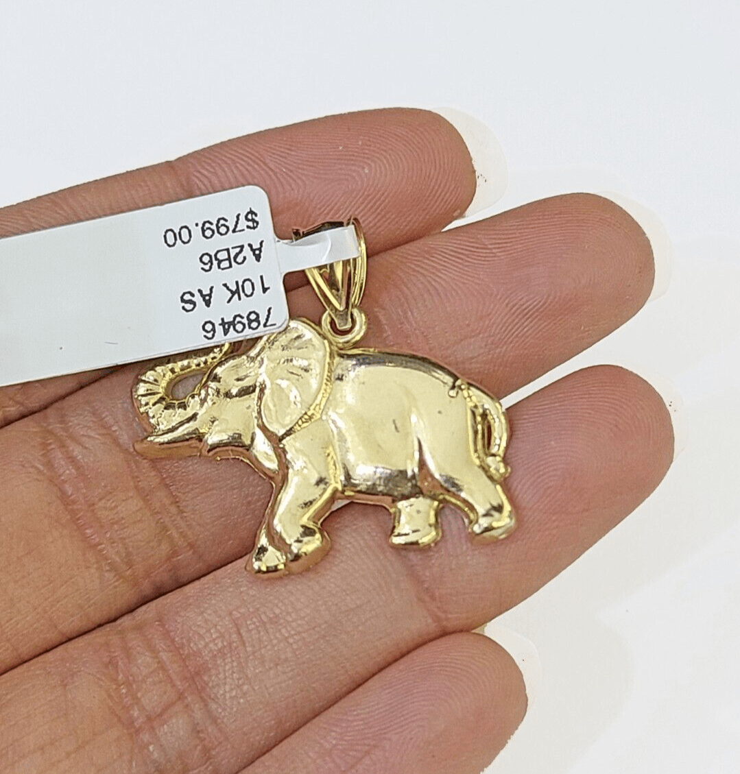10K Real Yellow Gold Elephant Charm Pendant Gold 10k - GoldenlinQ