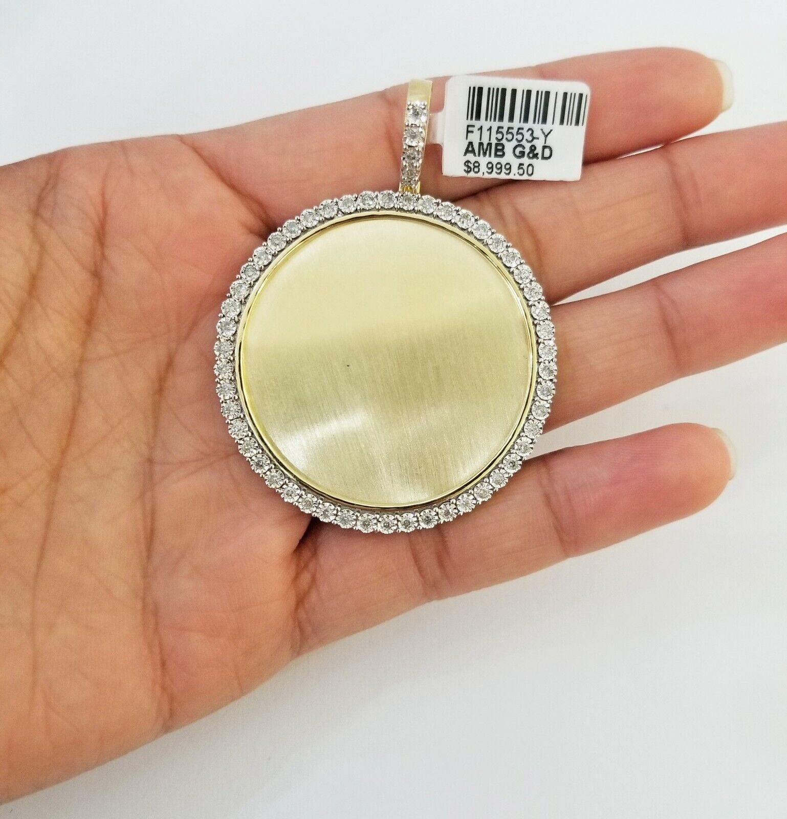 10k Real Yellow Gold Memory Pendant Charm 0.80CT 10kt Real 2"Inch Diamond Charm - GoldenlinQ