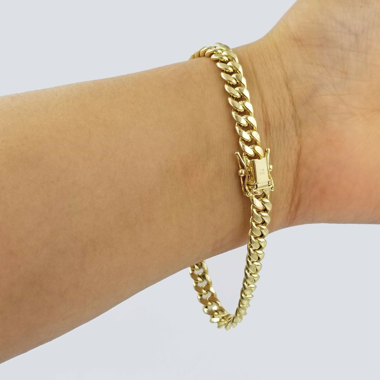 10K Real Yellow Gold Miami Cuban Bracelet 6mm Link 7 inch Box Lock - GoldenlinQ