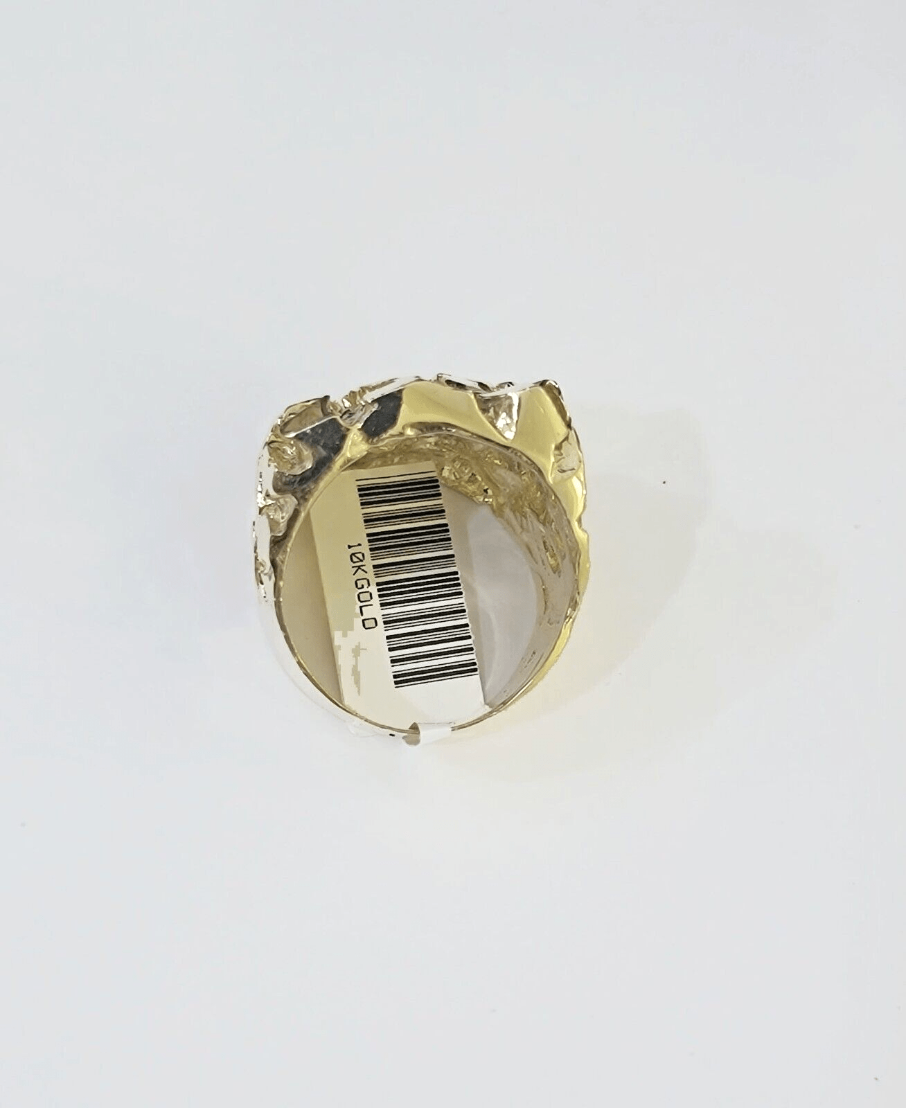 10k Real yellow Gold Nugget Ring men casual Rectangle gold ring 10kt - GoldenlinQ