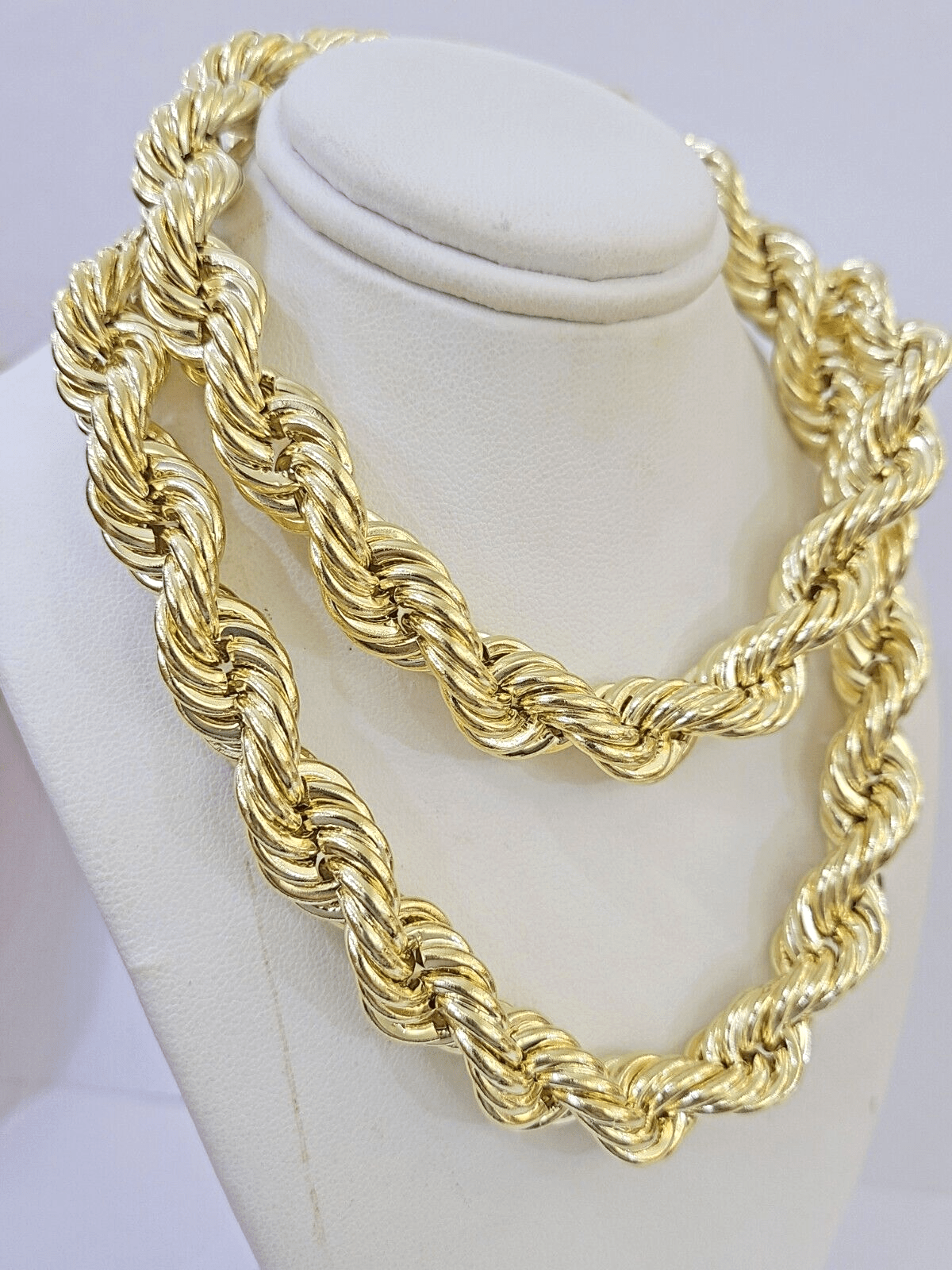 10k Real Yellow Gold Rope Chain Thick 12mm Men Chain 30 Inches Genuine - GoldenlinQ