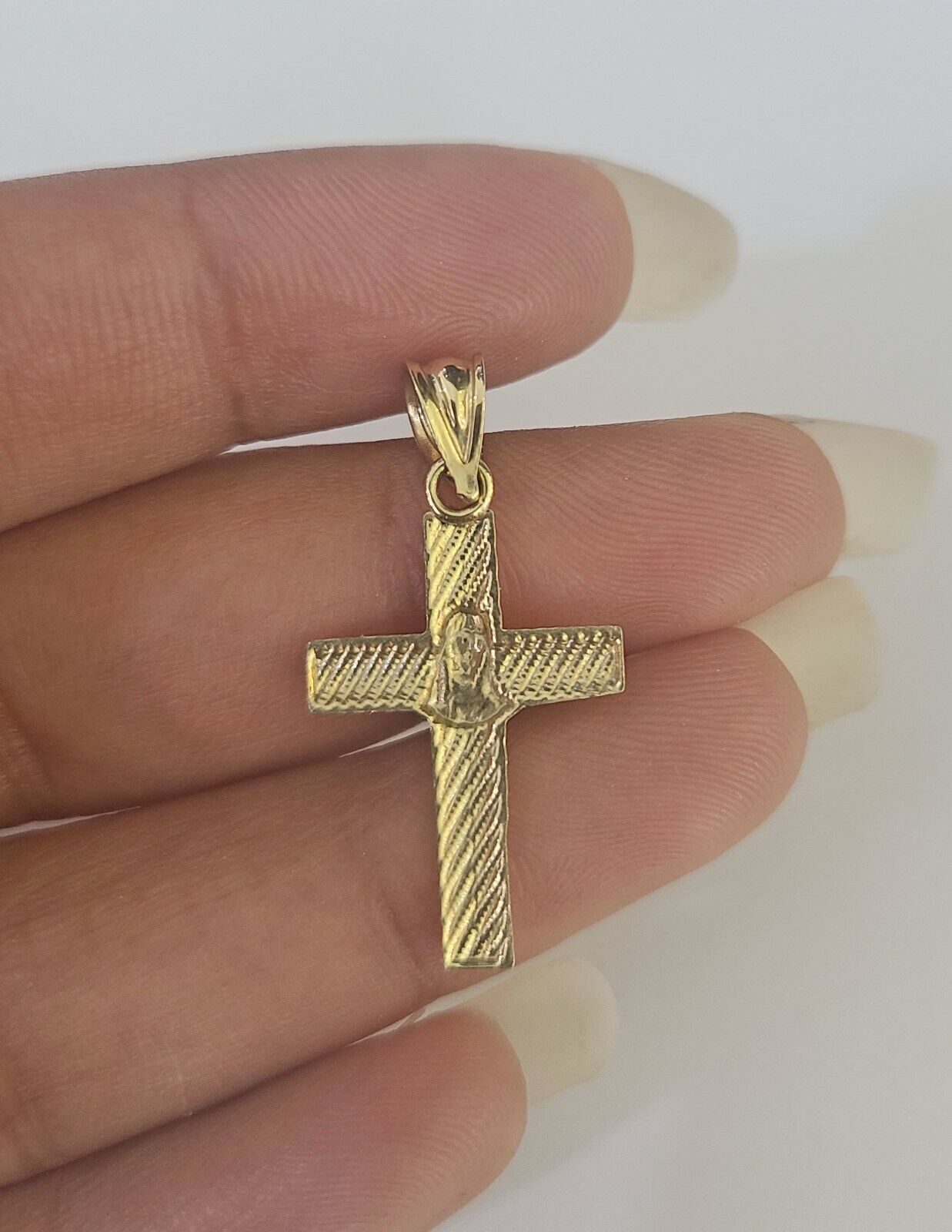 10k Rope Chain Jesus Cross Pendant 18" - 30" Set Charm Necklace Yellow Gold - GoldenlinQ
