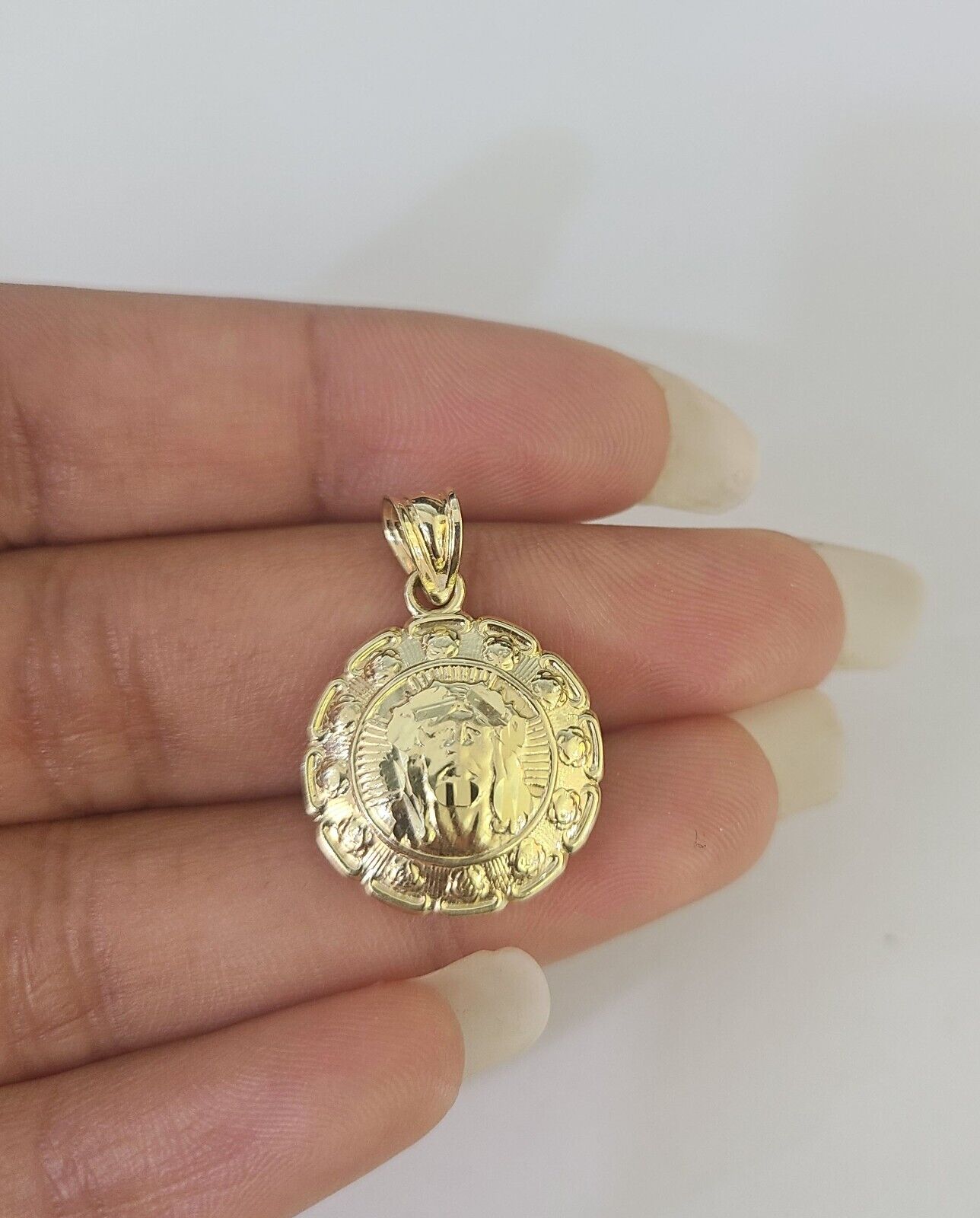 10k Rope Chain Jesus Virgin Mary Pendant Two Side 18" - 30" Set Charm Necklace - GoldenlinQ