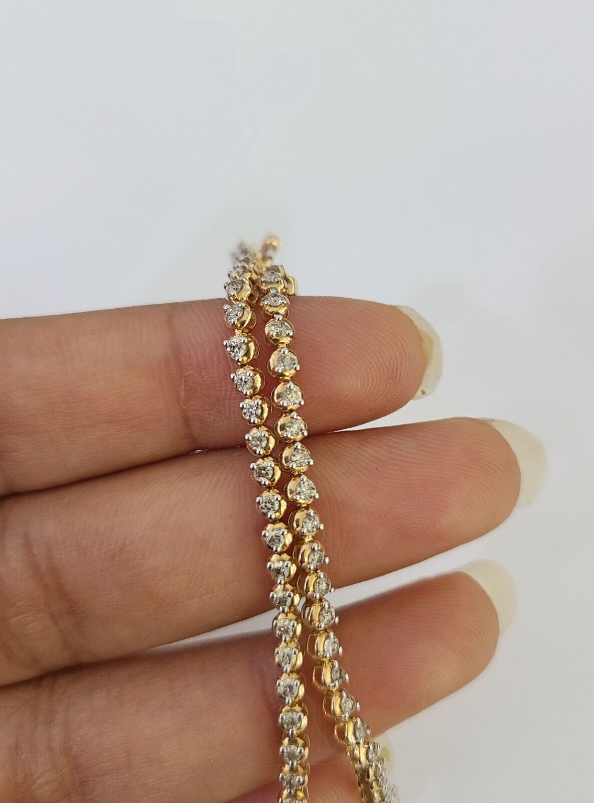 10K Rose Gold Diamond Bracelet Women Ladies 7" REAL Genuine Gold - GoldenlinQ