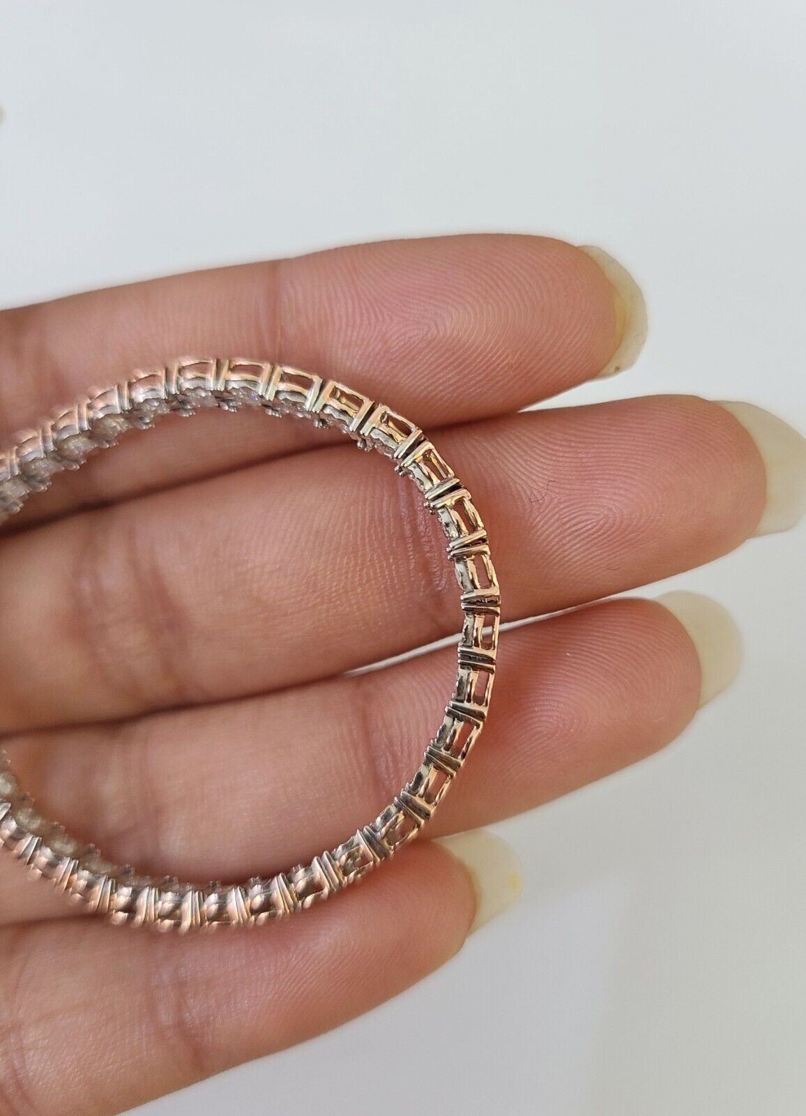 10K Rose Gold Diamond Bracelet Women Ladies 7" REAL Genuine Gold - GoldenlinQ