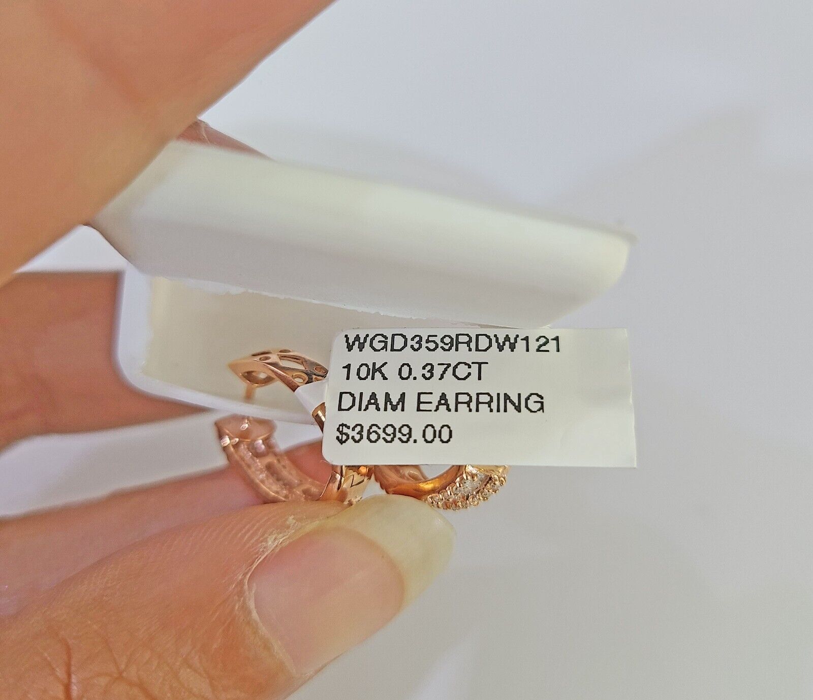 10k Rose gold Hoops Earring Real Diamond Women Genuine - GoldenlinQ