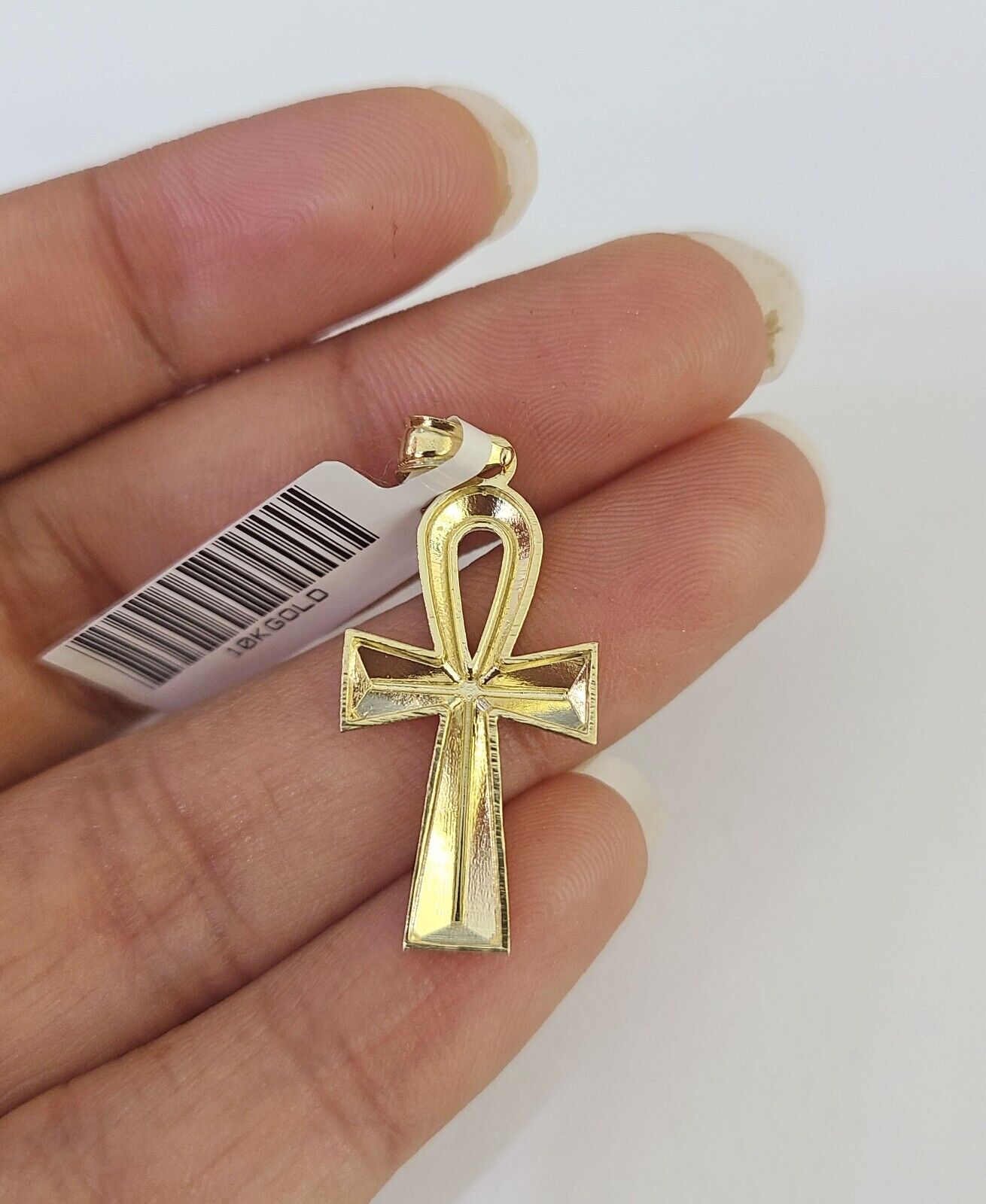 10K Solid Franco Chain Ankh Cross Pendant Charm Necklace 18" - 24" 1.5mm Gold - GoldenlinQ