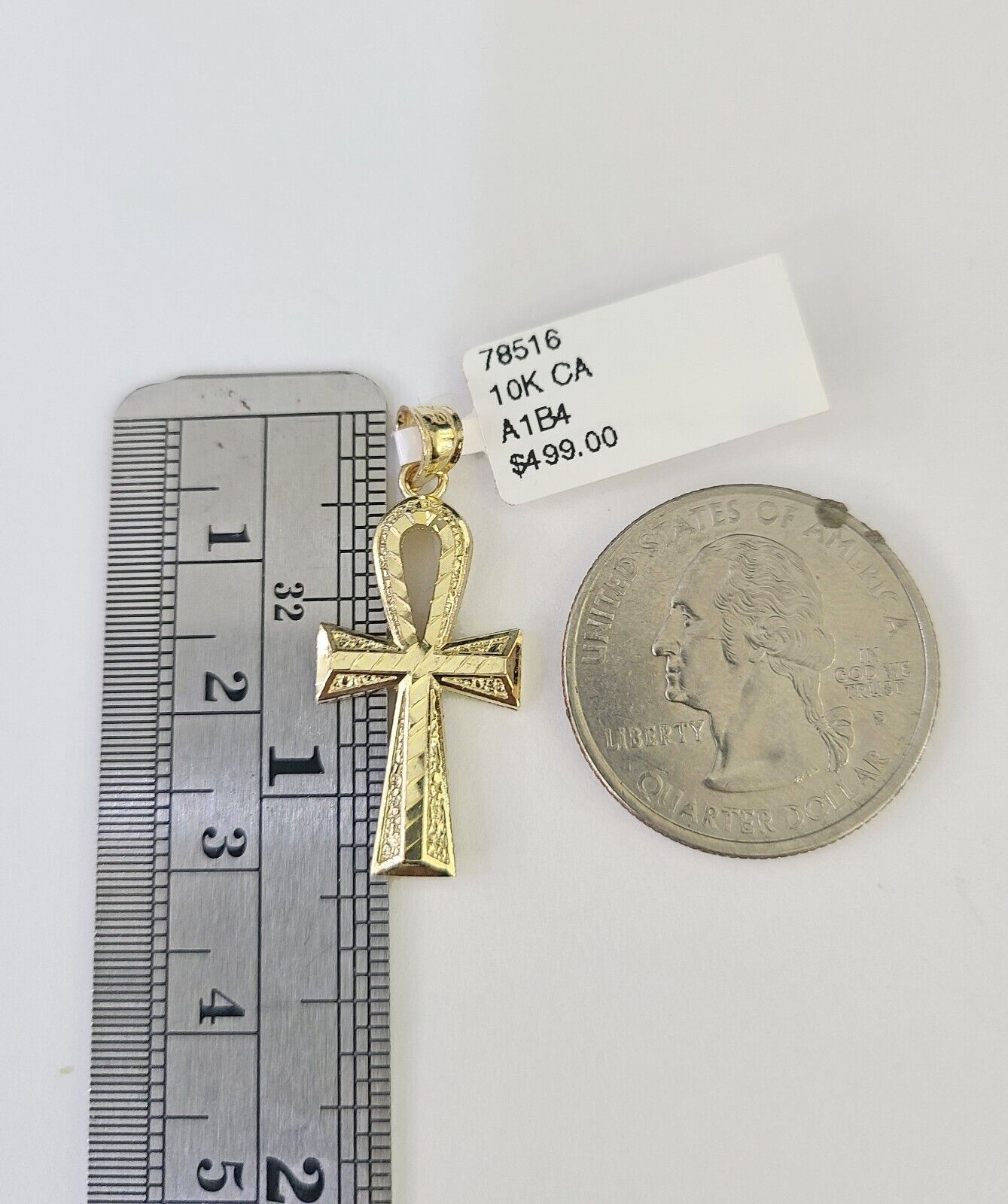 10K Solid Franco Chain Ankh Cross Pendant Charm Necklace 18" - 24" 1.5mm Gold - GoldenlinQ