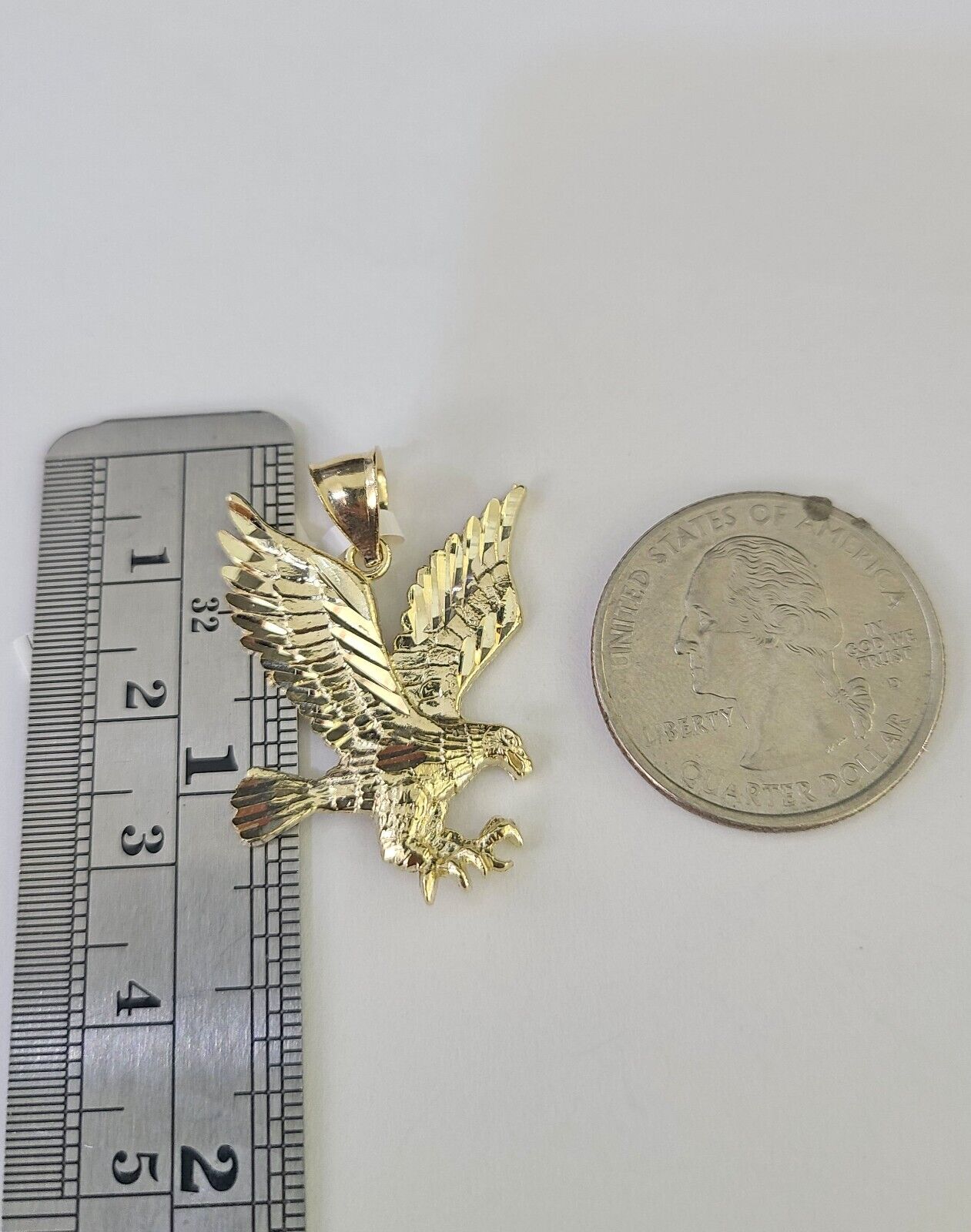 10K Solid Franco Chain Eagle Pendant Charm Necklace 18" - 24" 1.5mm Yellow Gold - GoldenlinQ