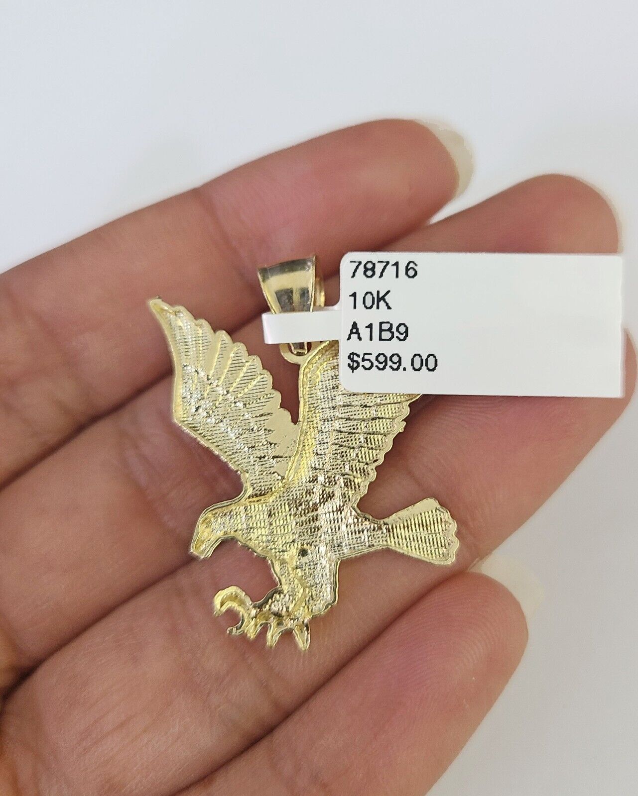 10K Solid Franco Chain Eagle Pendant Charm Necklace 18" - 24" 1.5mm Yellow Gold - GoldenlinQ